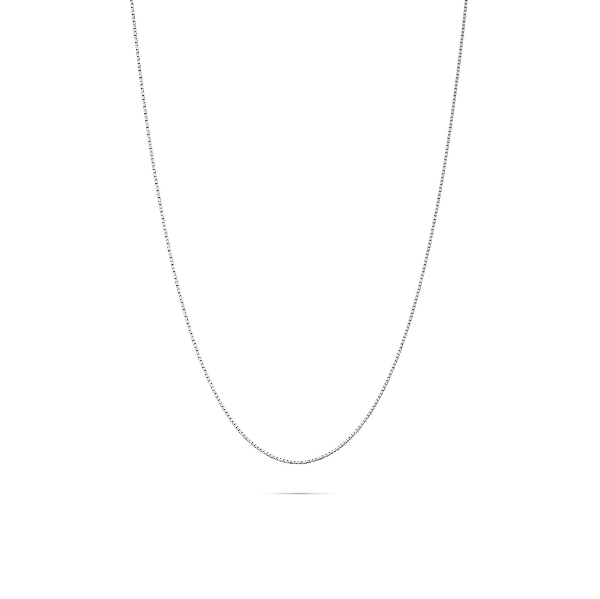 Box Chain 14K White Gold Necklace Size 18"