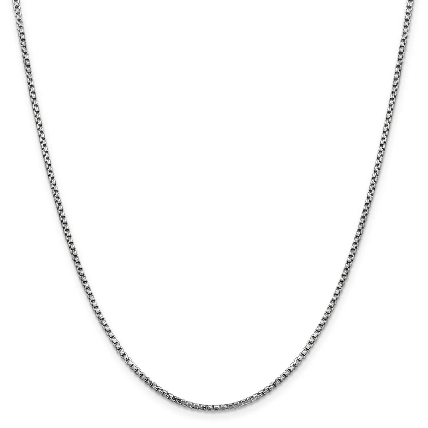 Box Chain 14K White Gold Necklace Size 24"