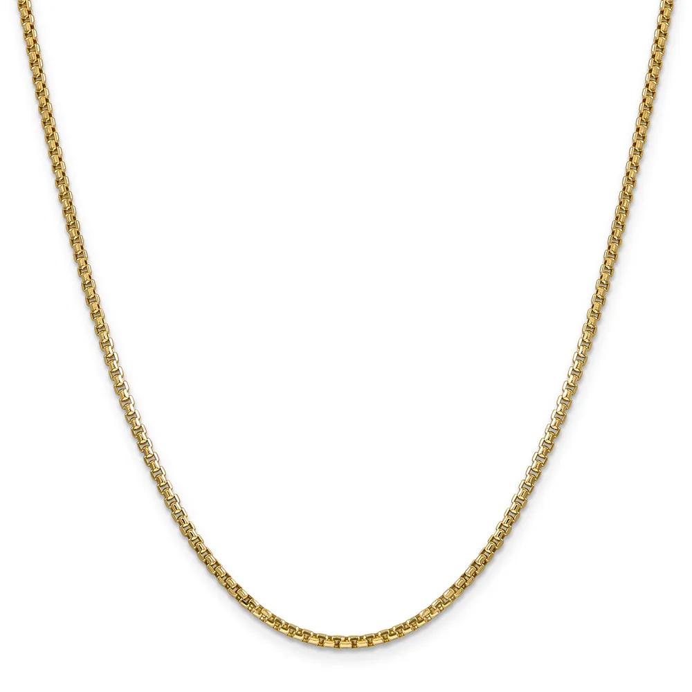 Box Chain 14K Yellow Gold Necklace Size 24"