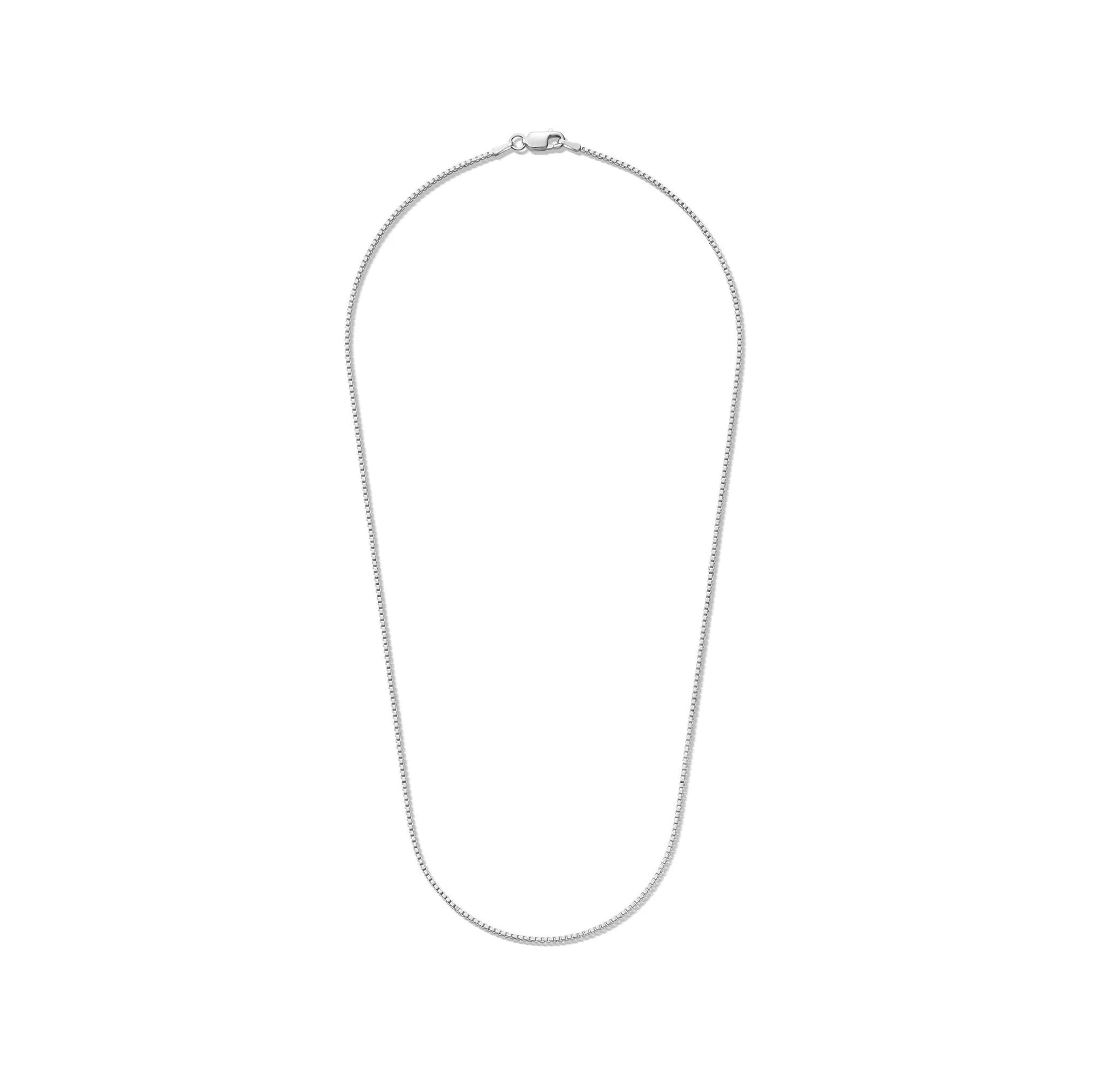 Box Chain .925 Sterling .925 Sterling Silver Necklace White Size 18"