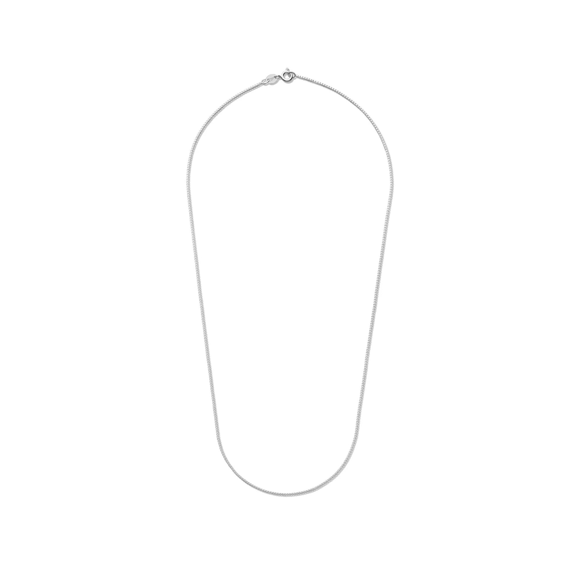 Box Chain .925 Sterling .925 Sterling Silver Necklace White Size 18"