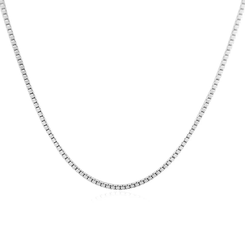 Box Chain .925 Sterling .925 Sterling Silver Necklace White Size 24"