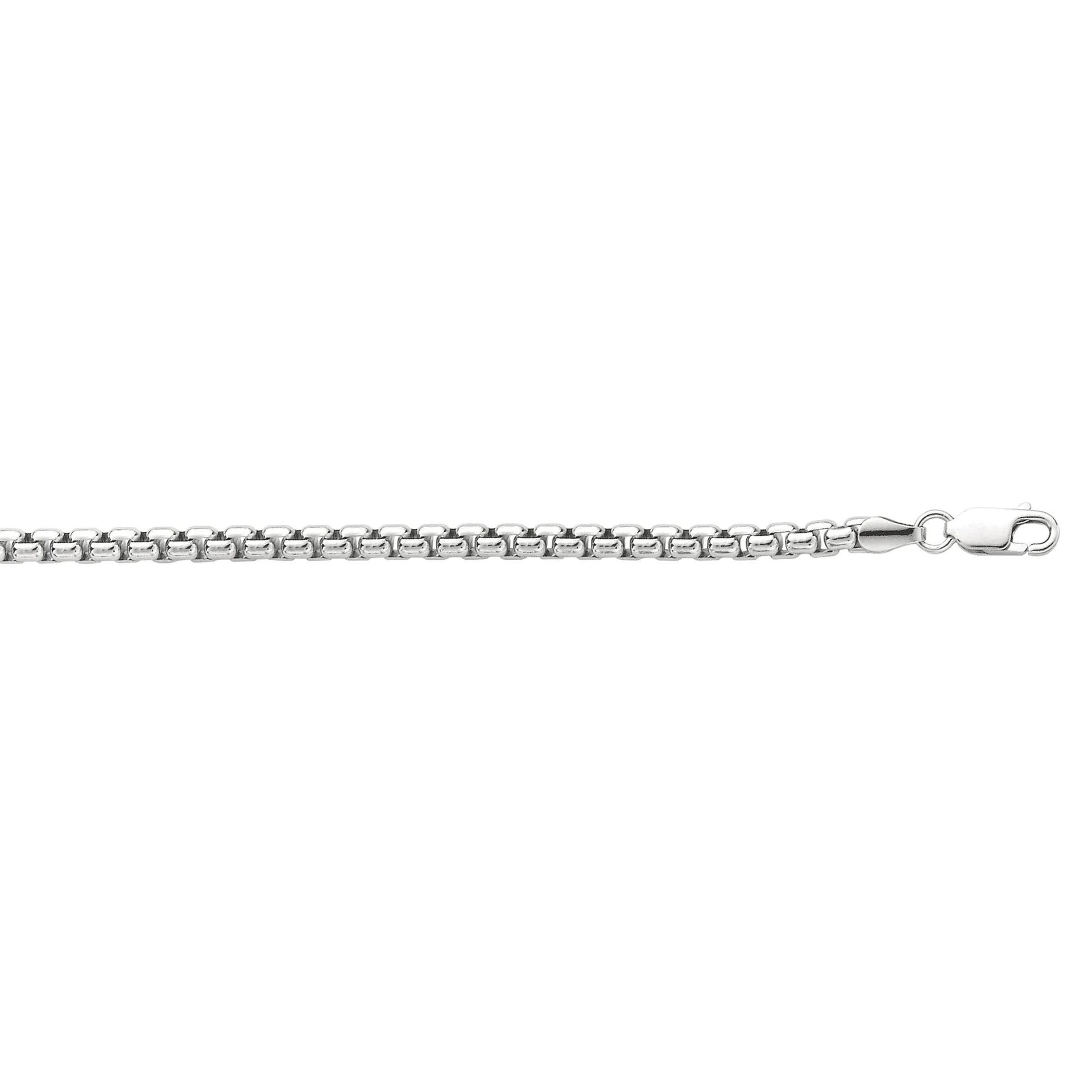 Box Chain .925 Sterling .925 Sterling Silver Necklace White Size 24"