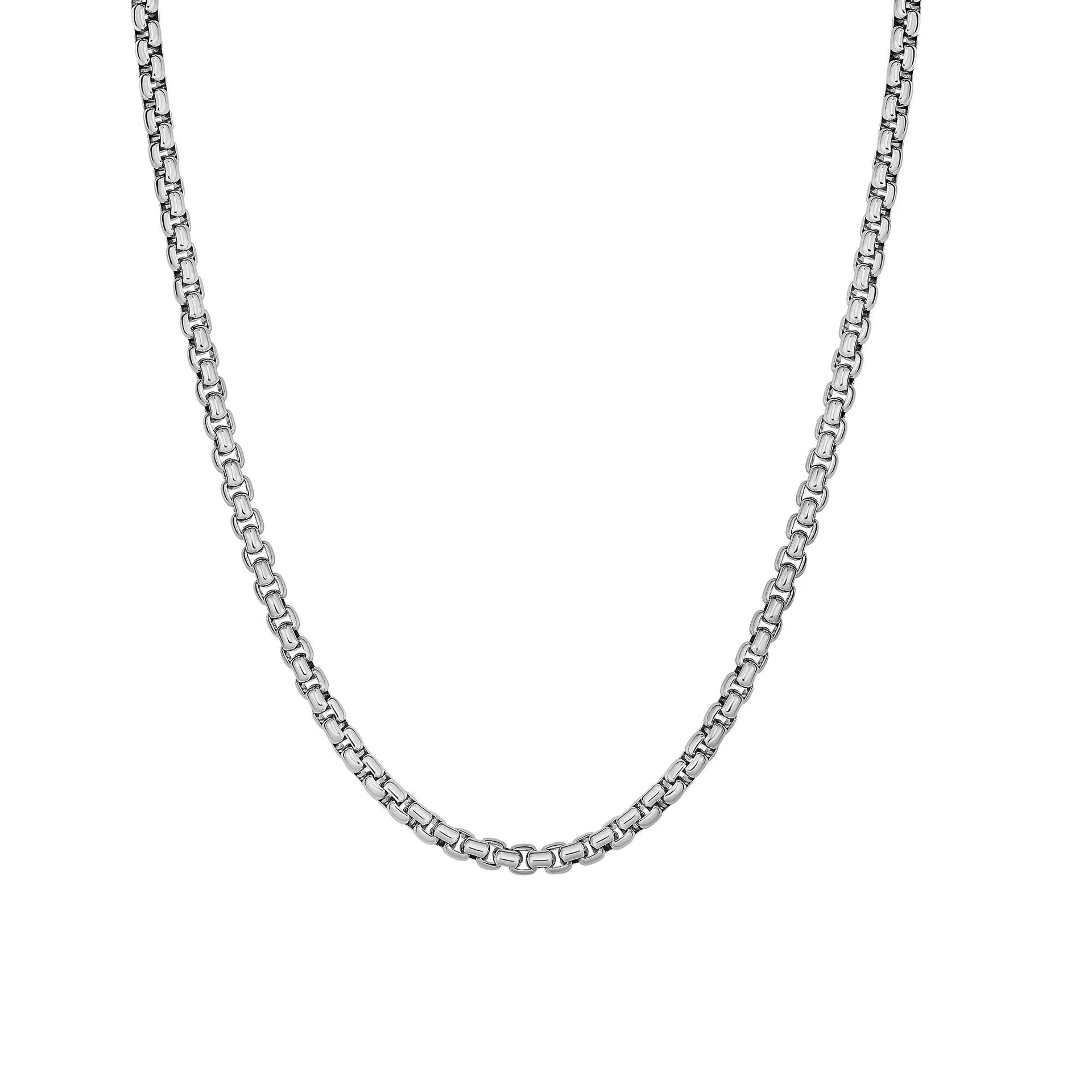 Box Chain .925 Sterling .925 Sterling Silver Necklace White Size 24"