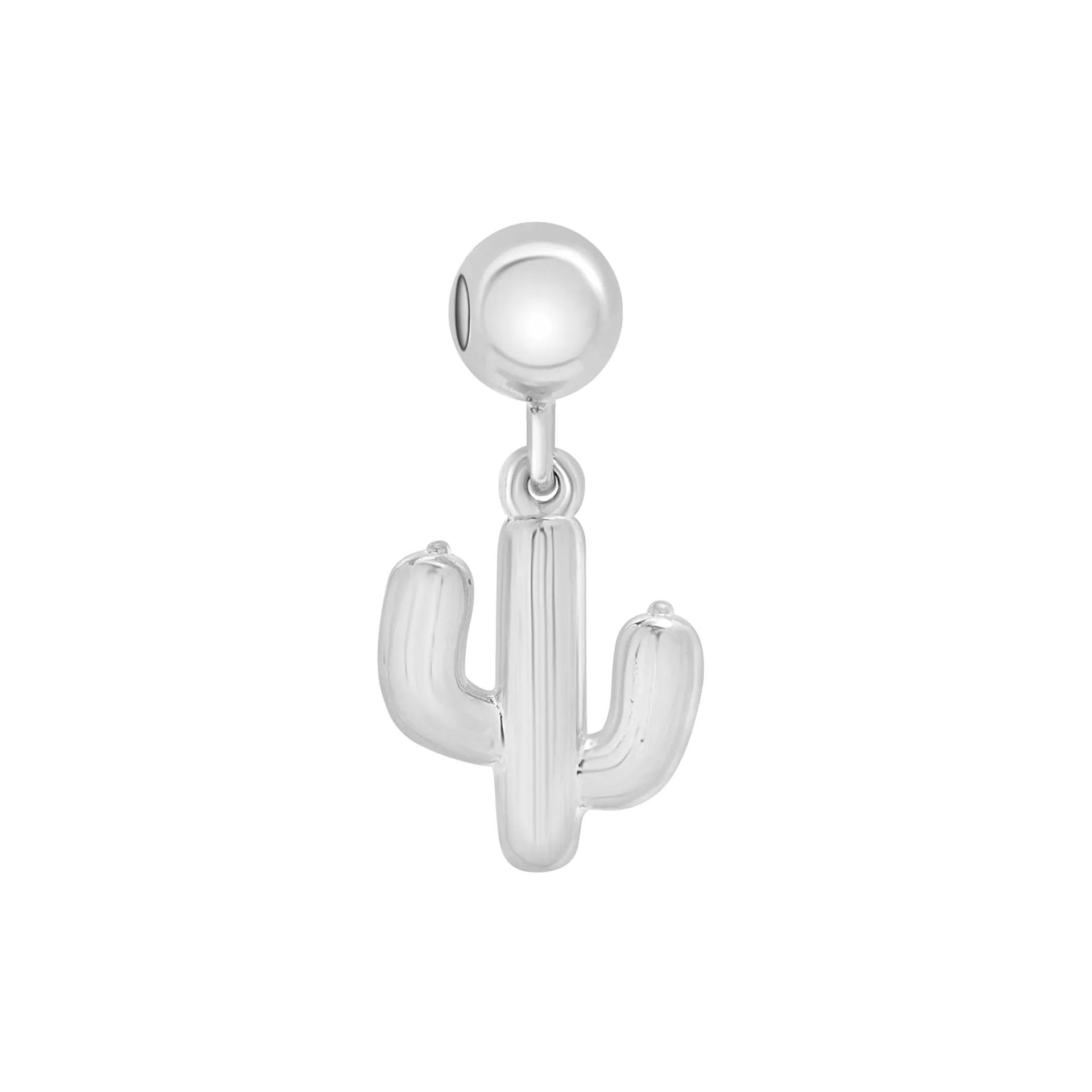 Cactus Bead Charm .925 Sterling Silver White Size 14.00mm