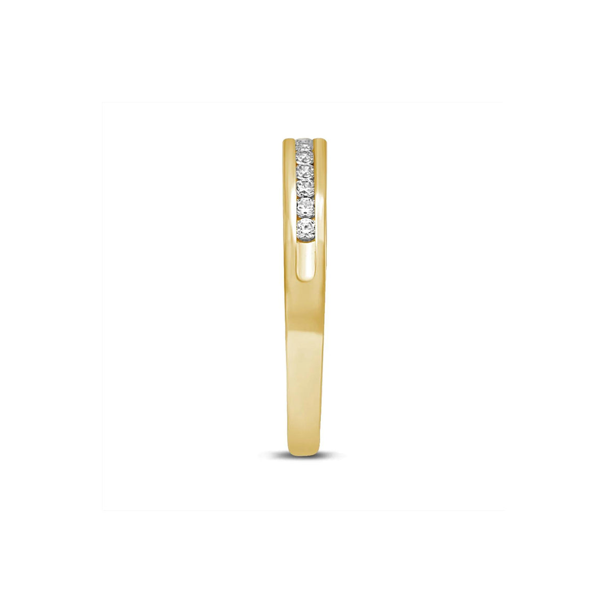 1/7 CT. Tw. Channel-Set Diamond Wedding Band Ring 10K Yellow Gold Round Brilliant Cut Size 6