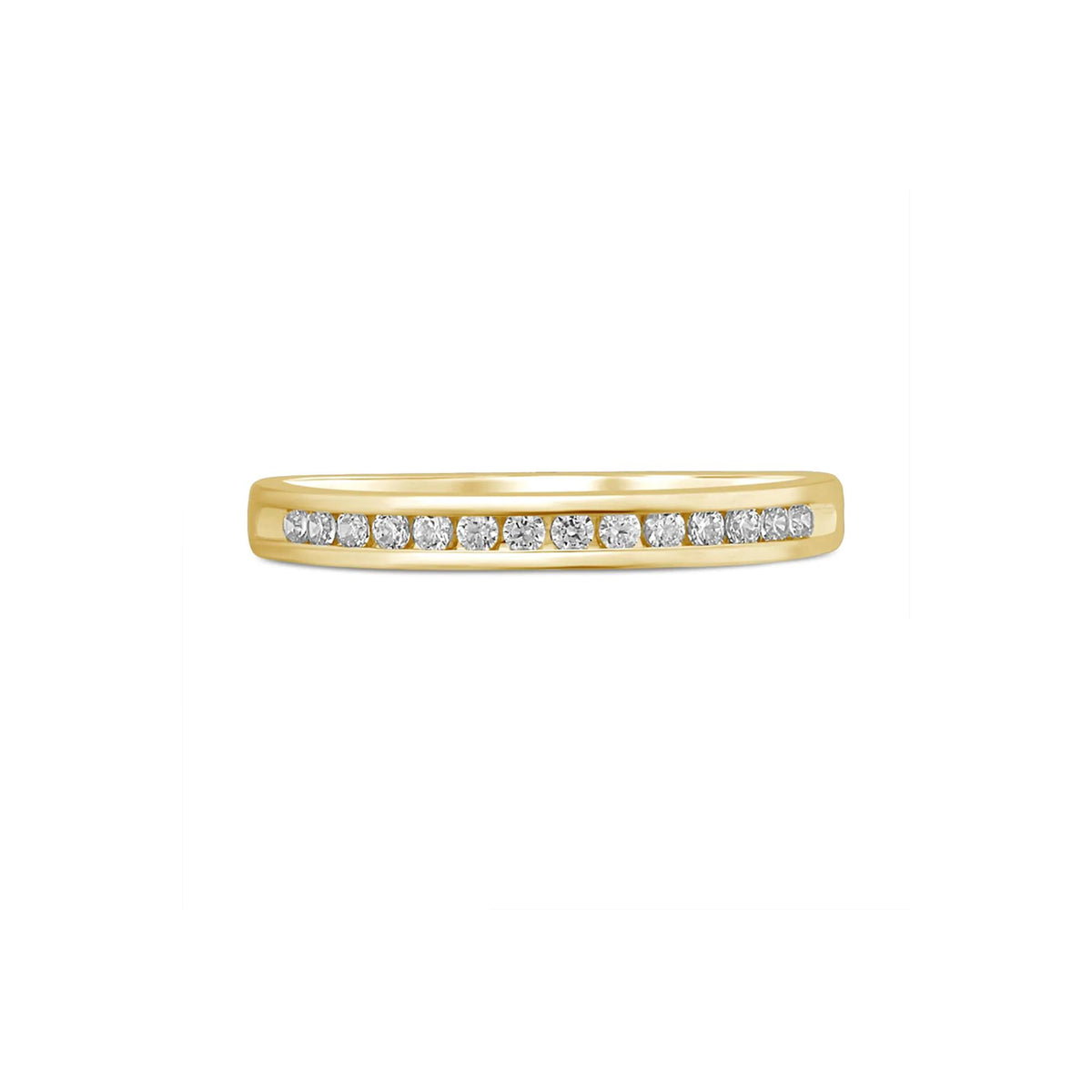 1/7 CT. Tw. Channel-Set Diamond Wedding Band Ring 10K Yellow Gold Round Brilliant Cut Size 6