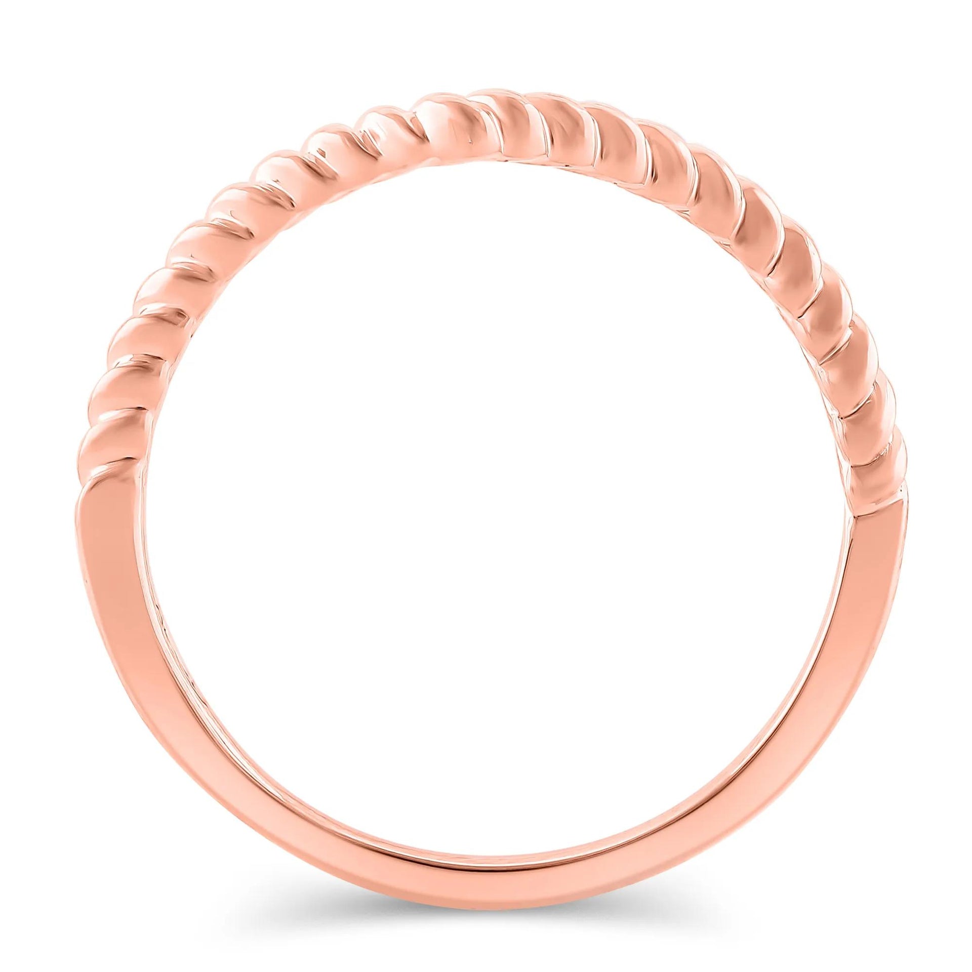 Chevron Twist Band Ring 14K Rose Gold Size 10 5.5mm