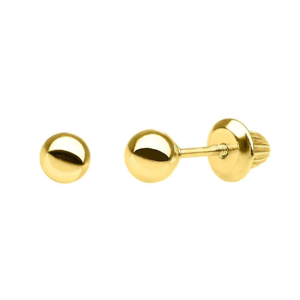 Children's Ball Stud Earrings 14K Yellow Gold Size 4.00mm