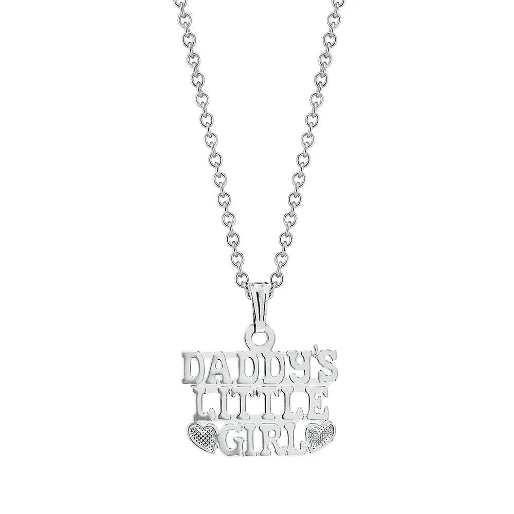 Children's "daddy's Little Girl" Pendant Necklace .925 Sterling Silver White Size 15"