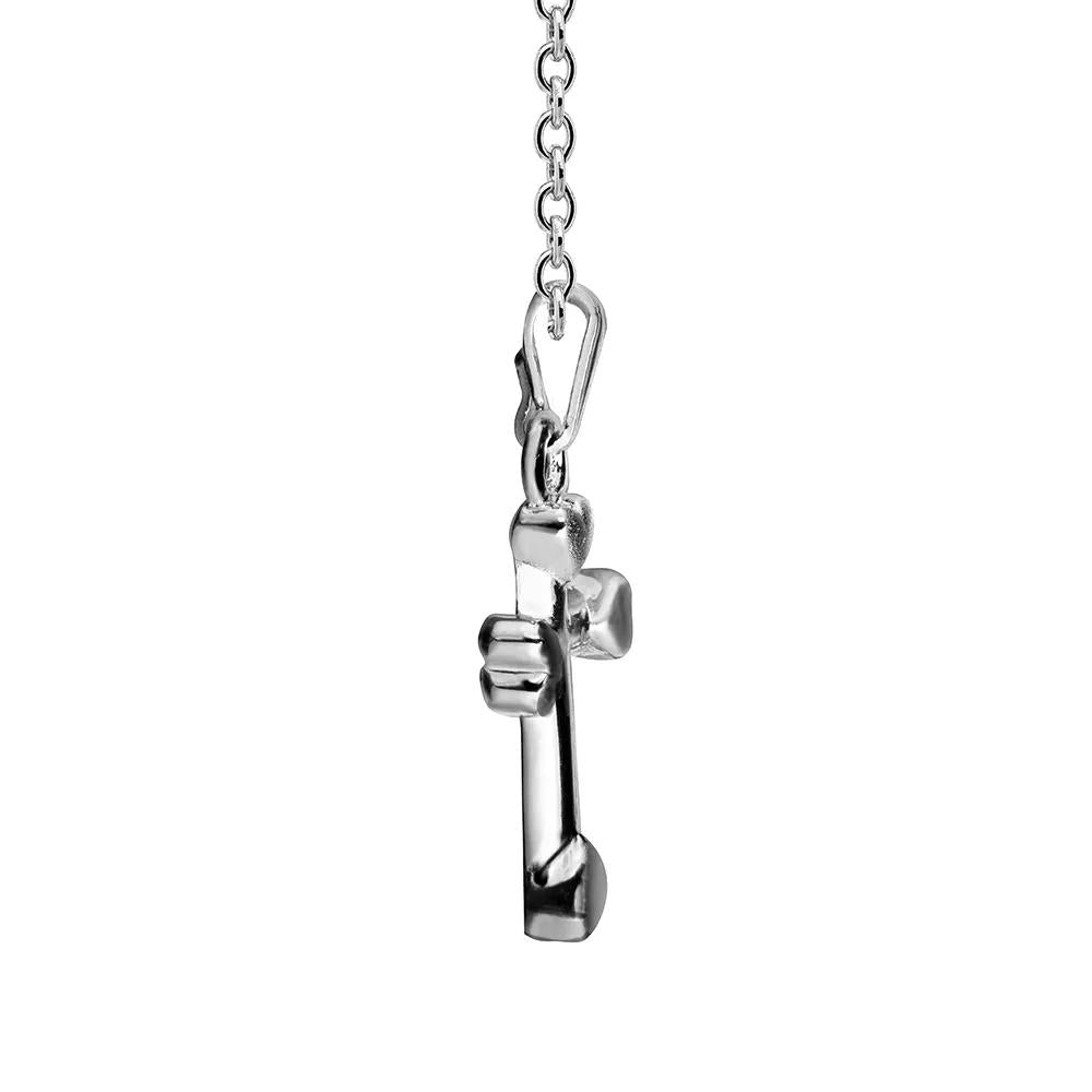 Children's Heart Cross Pendant Necklace .925 Sterling Silver White Size 15"