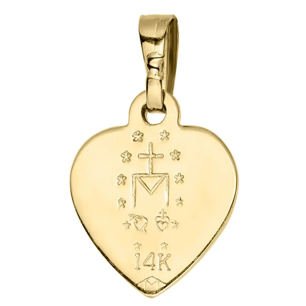 Children's Miraculous Heart Charm Pendant 14K Yellow Gold Size 10.00mm