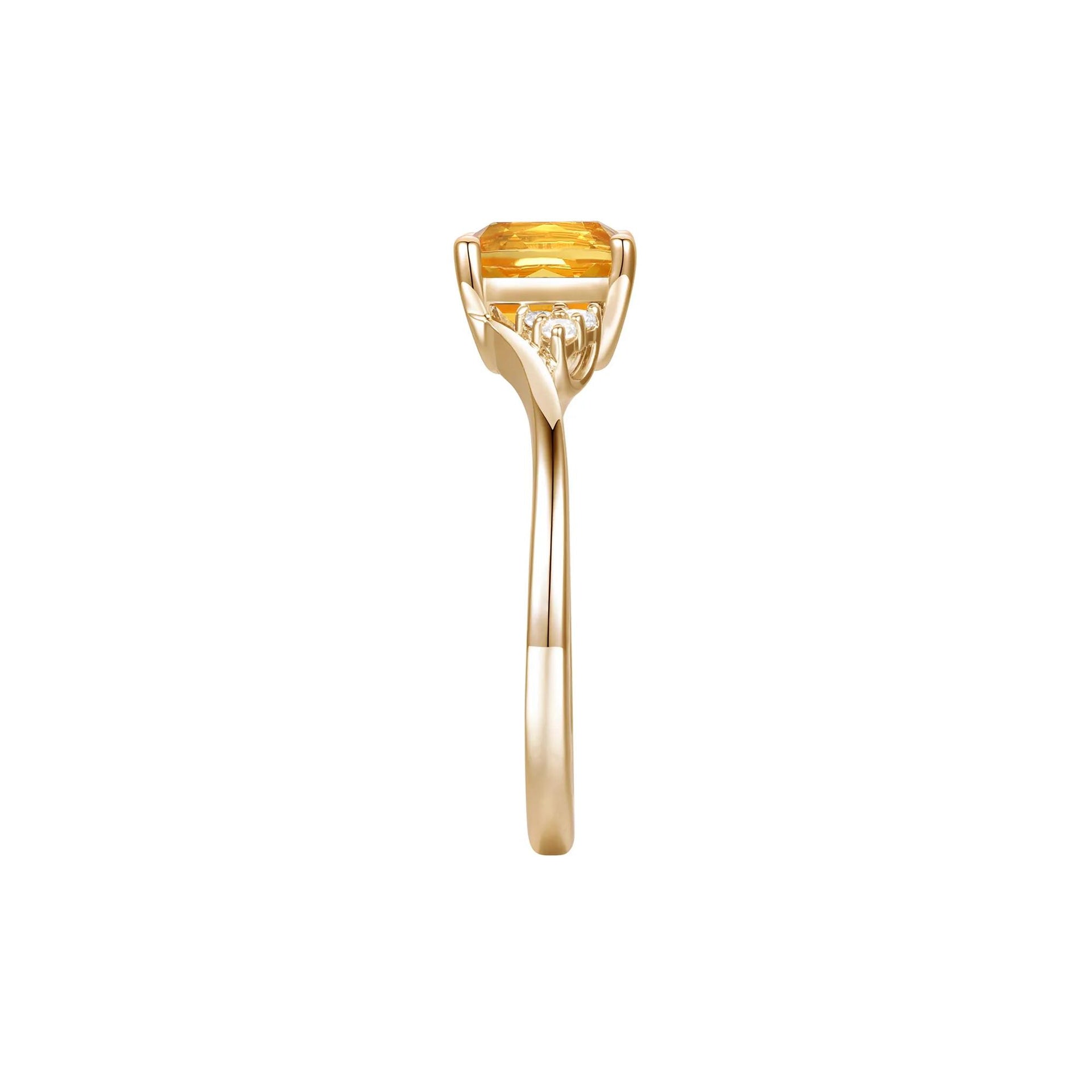 Citrine and Diamond Accent Ring 10K Yellow Gold Size 5 1mm