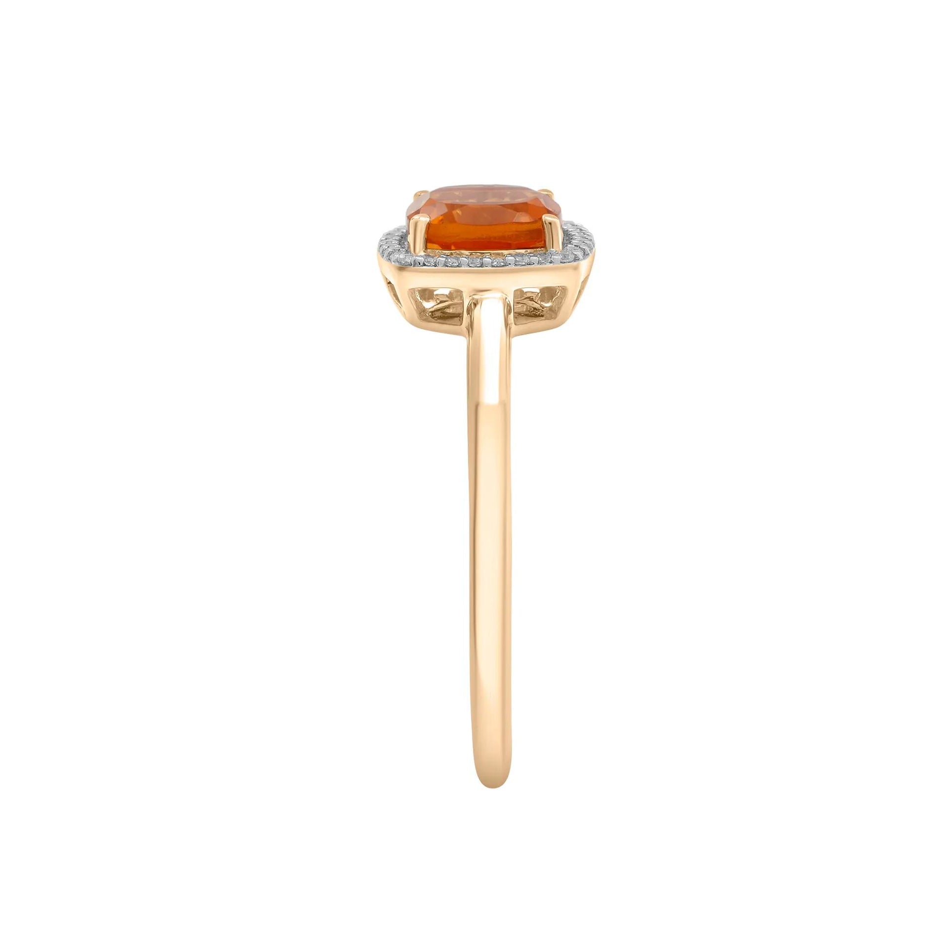 1/10 CT. Tw. Citrine and Diamond Halo Ring 10K Yellow Gold Size 7.5 1.5mm