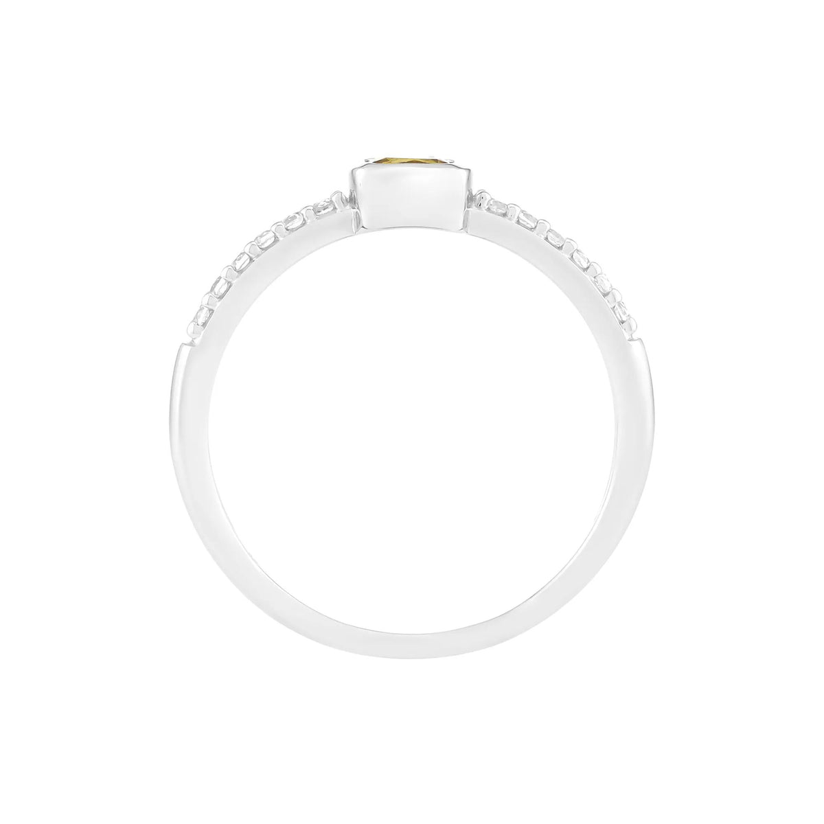 Citrine and Lab-Created White Sapphire Bezel Ring .925 Sterling Silver Size 7