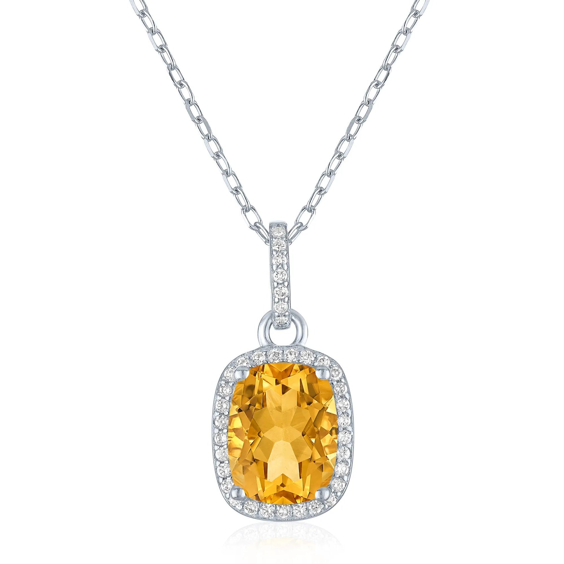 Citrine & Lab-Created White Sapphire Ring Earring and Pendant Box Set .925 Sterling Silver Size 6 1mm