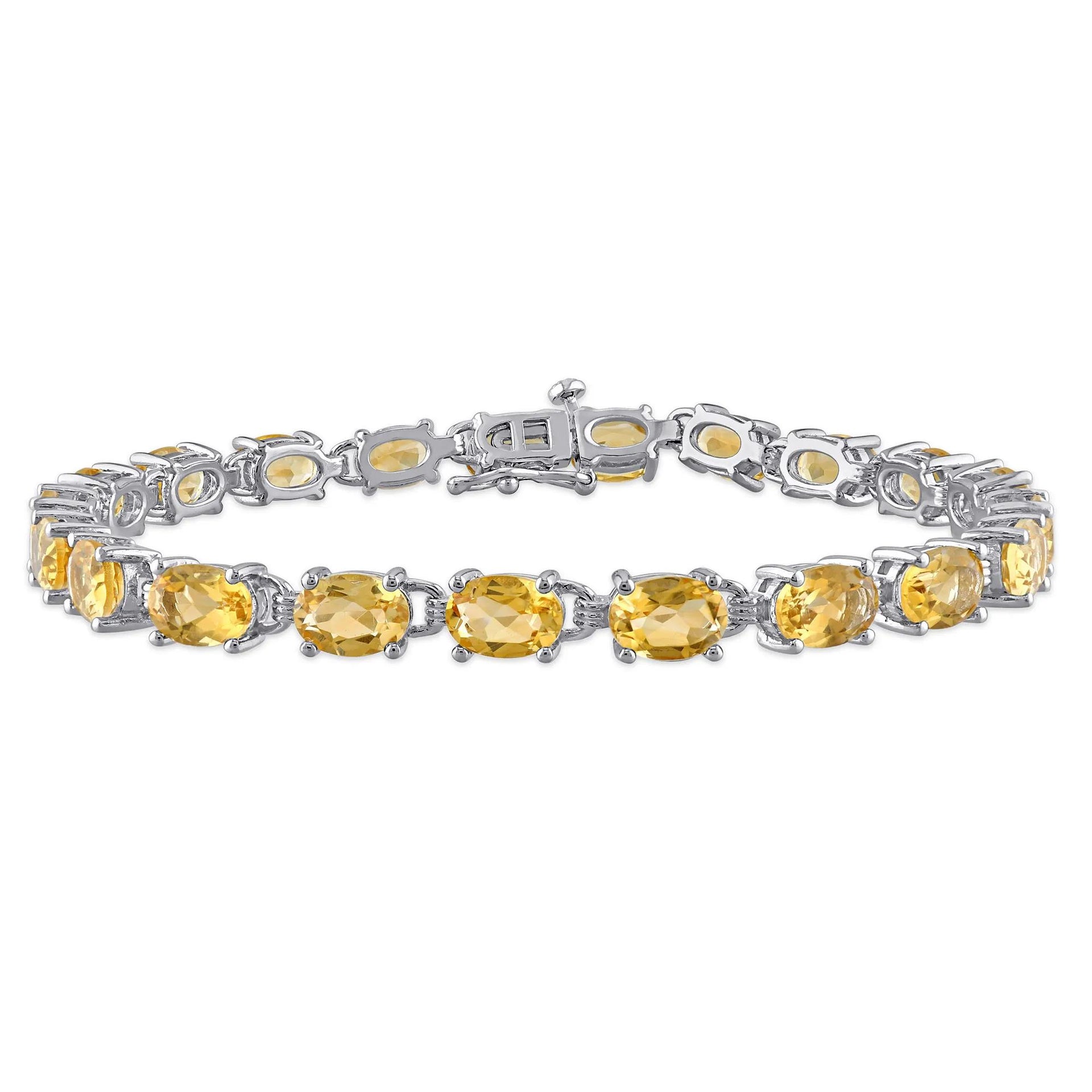 Citrine Bracelet .925 Sterling Silver White Size 5.00mm