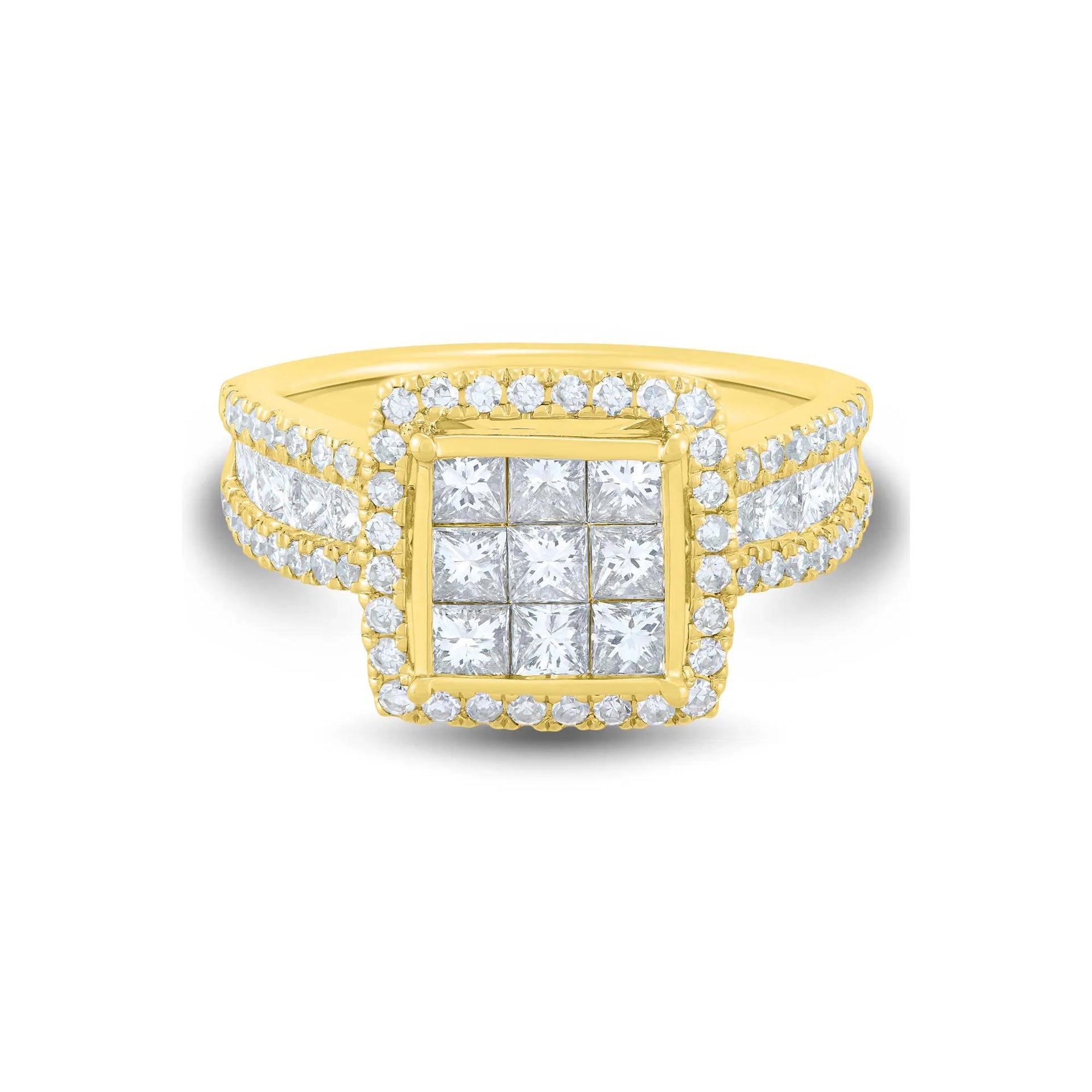 2 CT. Tw. Composite Diamond Engagement Ring 10K Yellow Gold Size 7 1mm