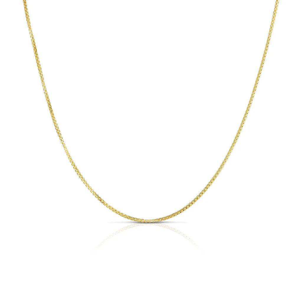 Concave Box Chain 14K Yellow Gold Necklace Size 22"