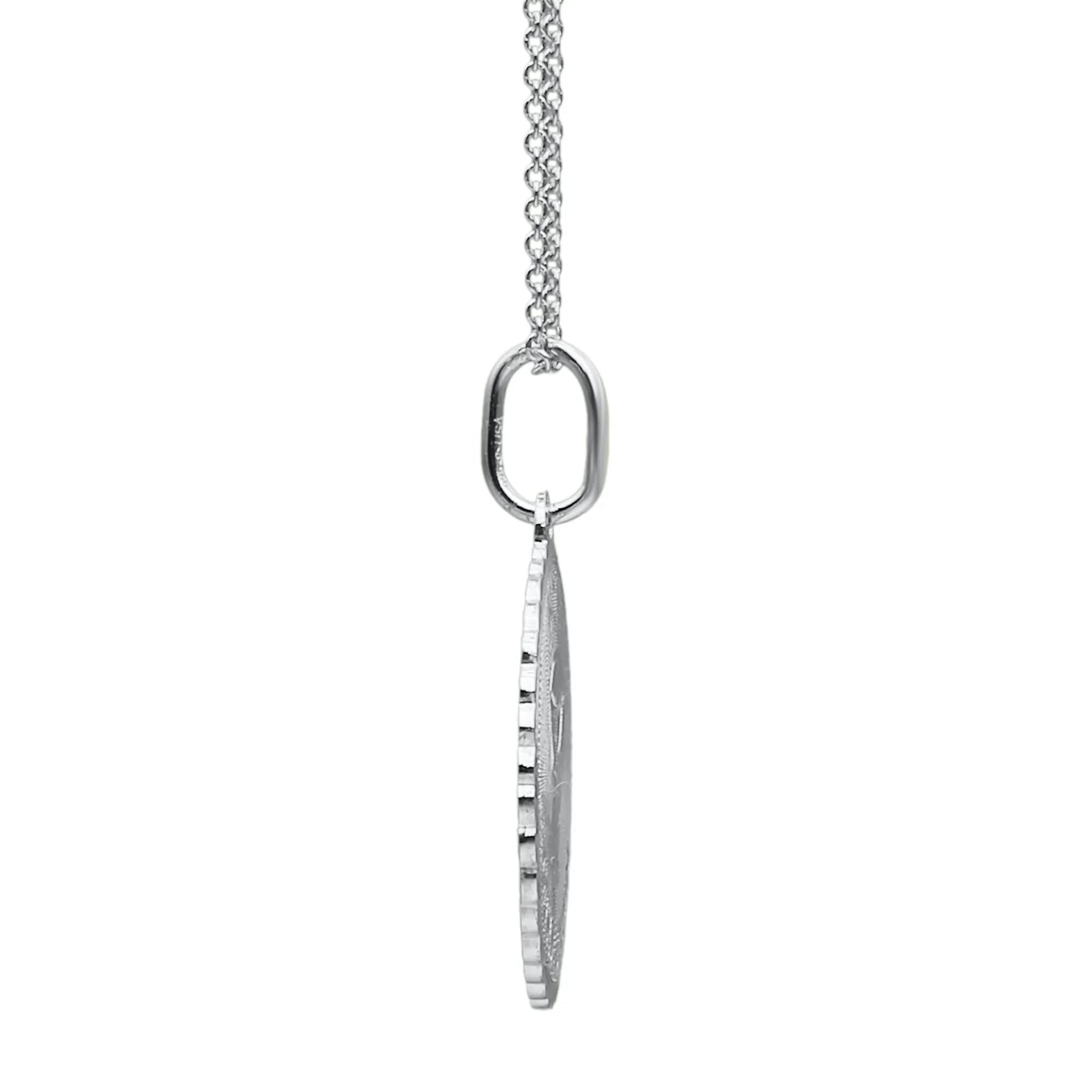 Confirmation Prayer Hands Pendant Necklace .925 Sterling Silver White Size 18"
