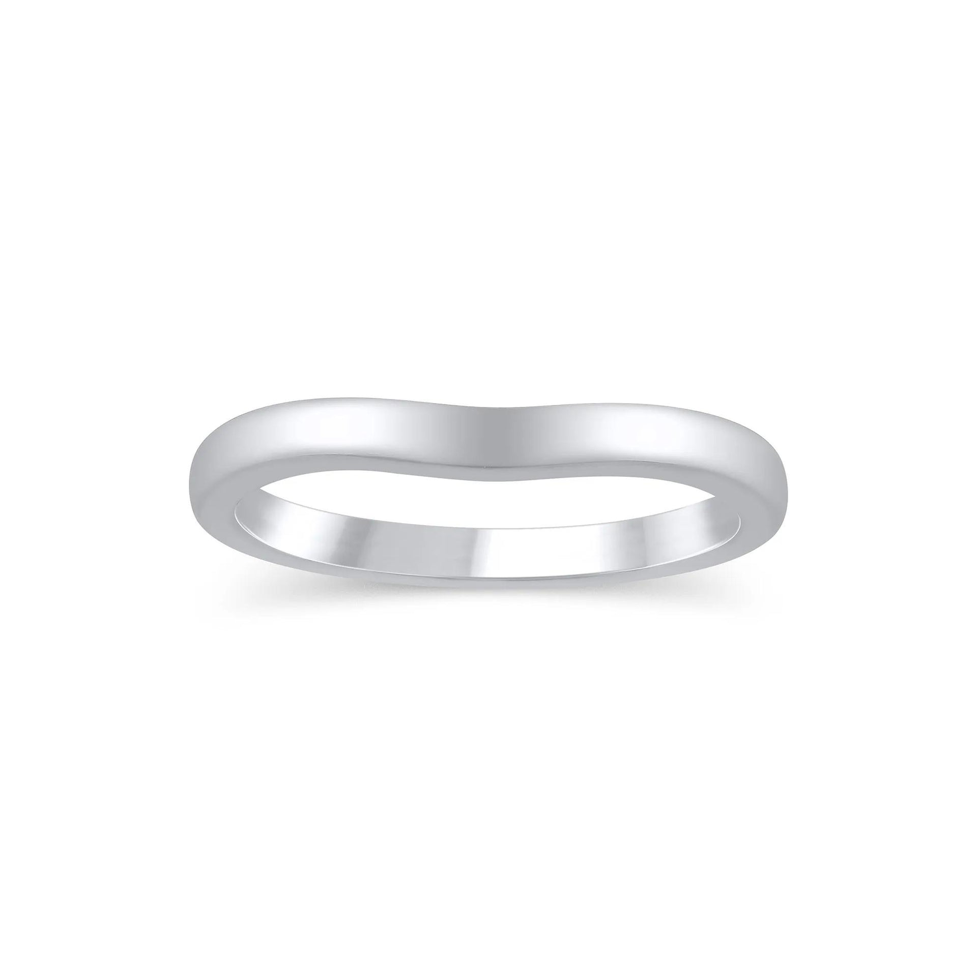 Contour Wedding Band Ring 14K White Gold Size 9 2.5mm