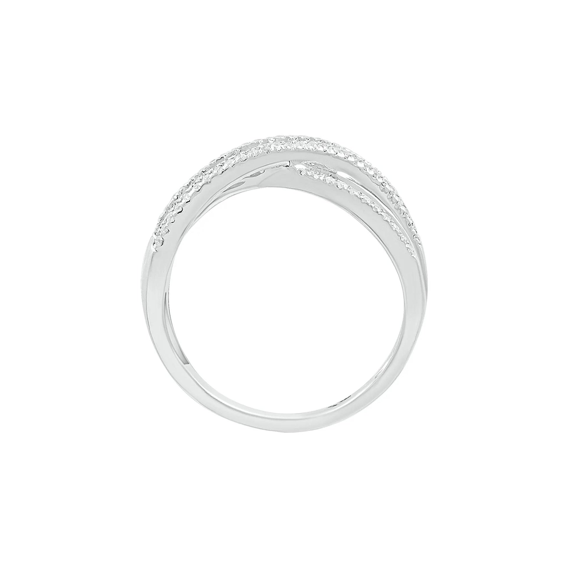 5/8 CT. Tw. Crossover Ring with Baguette Diamonds 10K White Gold Size 7.5
