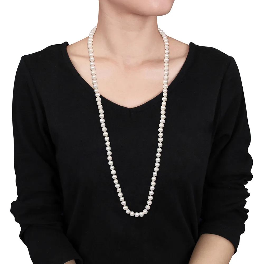 Cultured Freshwater Pearl Necklace 14K Yellow Gold Size 7.5-8mm