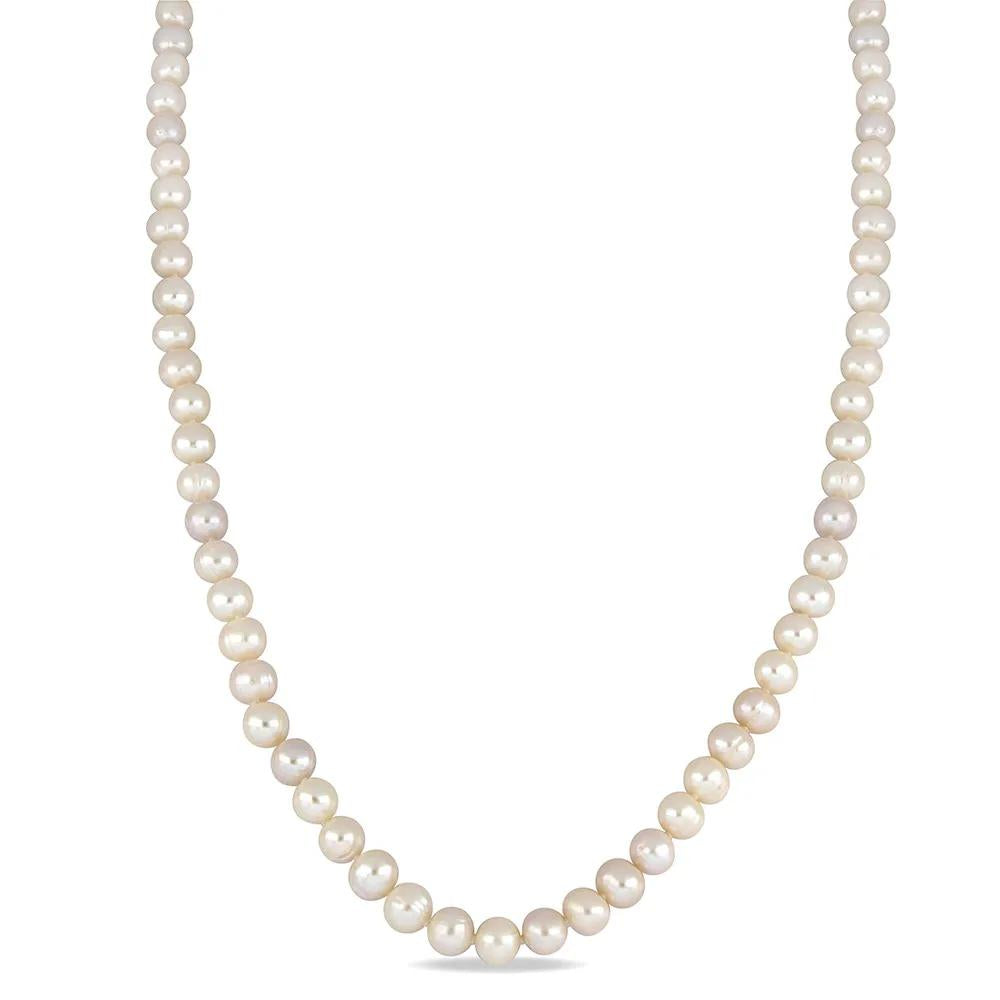 Cultured Freshwater Pearl Necklace 14K Yellow Gold Size 7.5-8mm