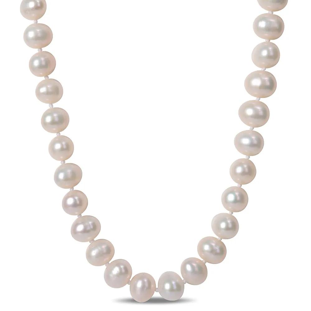 Cultured Freshwater Pearl Necklace .925 Sterling Silver White Size 7.5-8mm