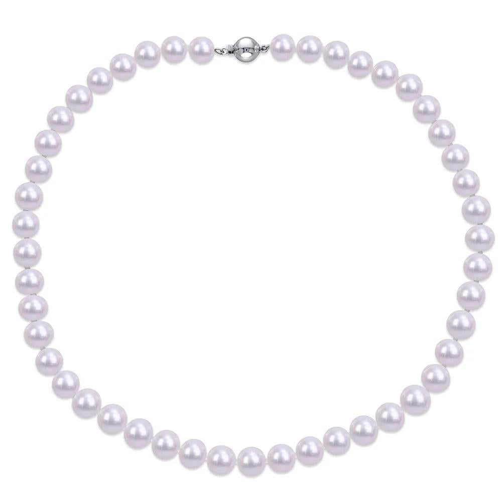 Cultured Freshwater Pearl Necklace .925 Sterling Silver White Size 9-10mm