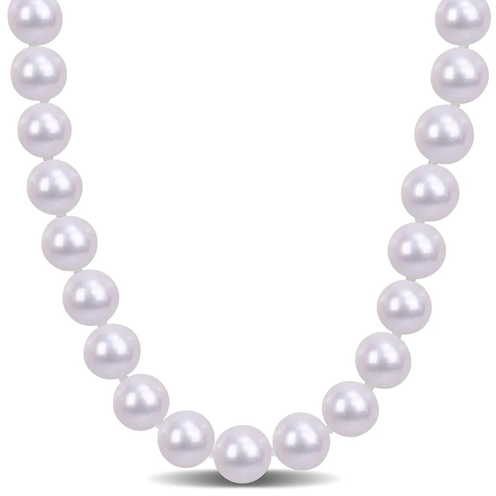 Cultured Freshwater Pearl Necklace .925 Sterling Silver White Size 9-10mm