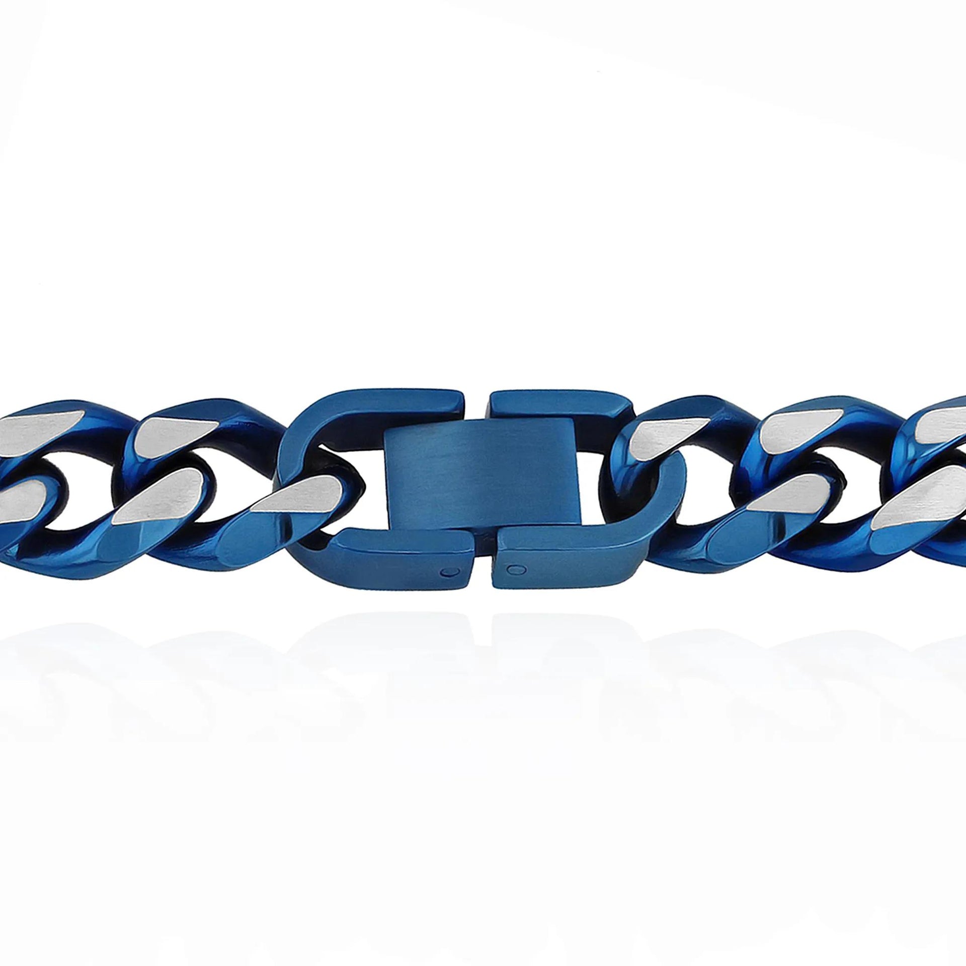 Curb Chain Necklace Blue Ion-Plated Stainless Steel Size 24"