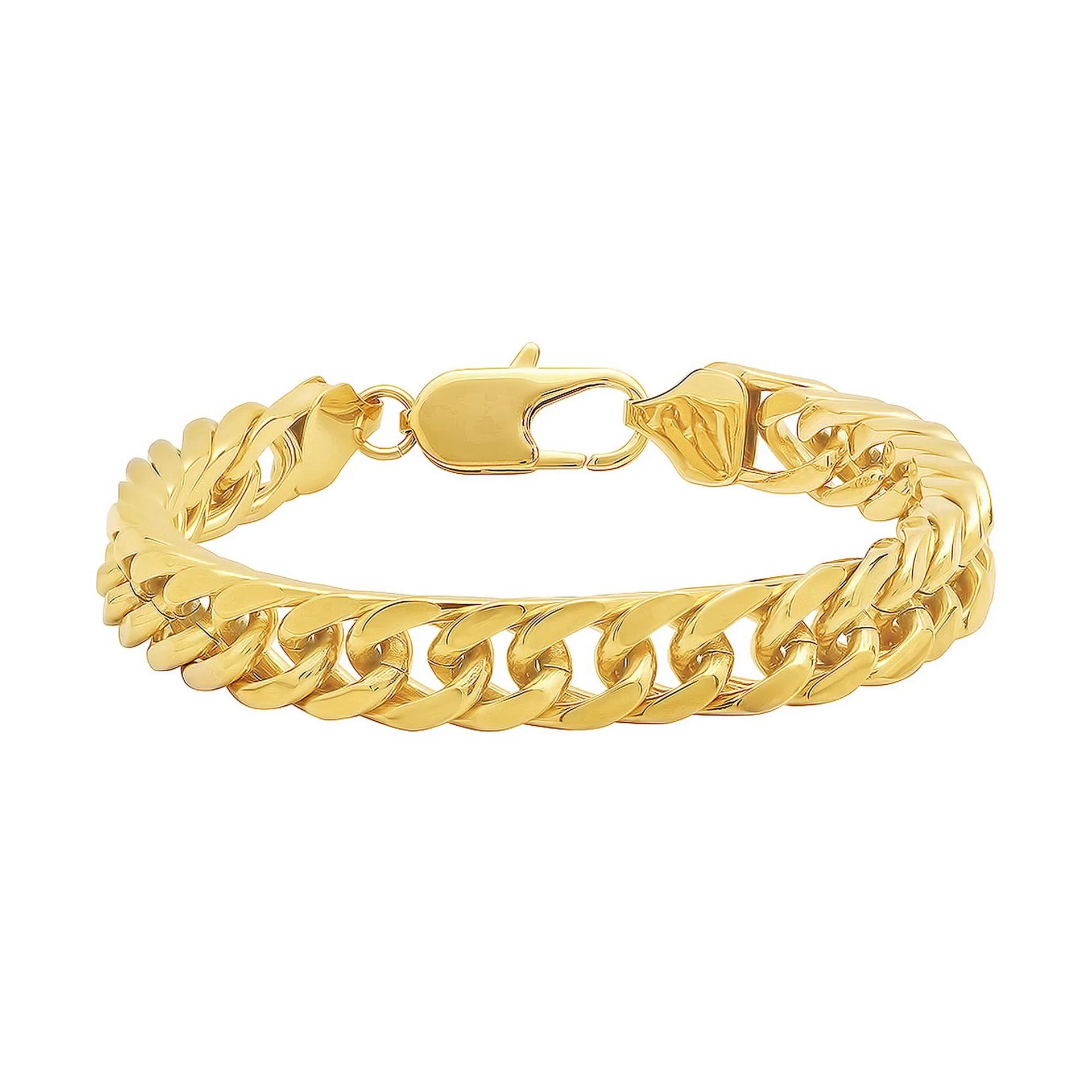Curb Link Bracelet Yellow Ion-Plated Stainless Steel 8.75" Size 10.00mm