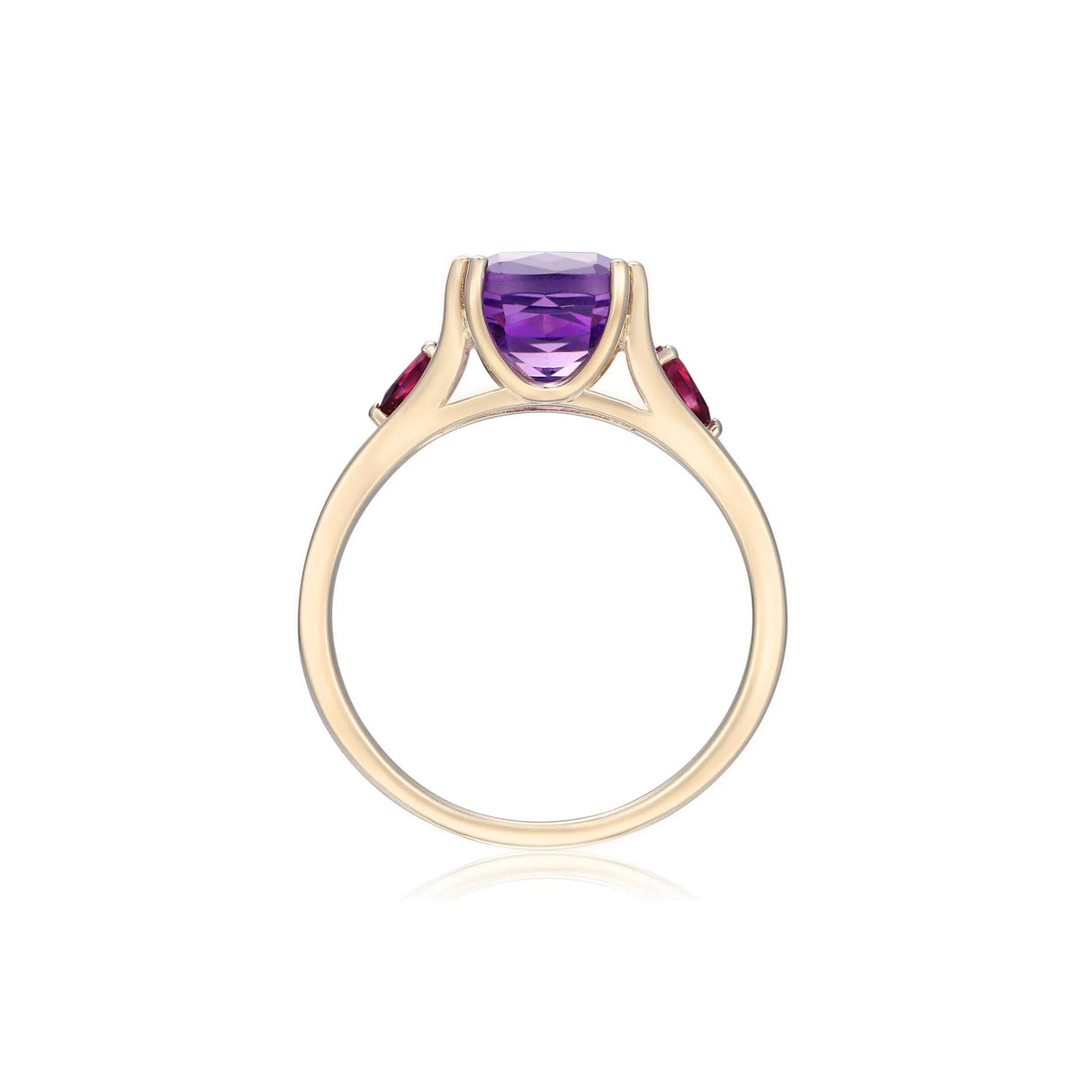 Cushion-Cut Amethyst and Rhodolite Ring 10K Yellow Gold Size 8.5