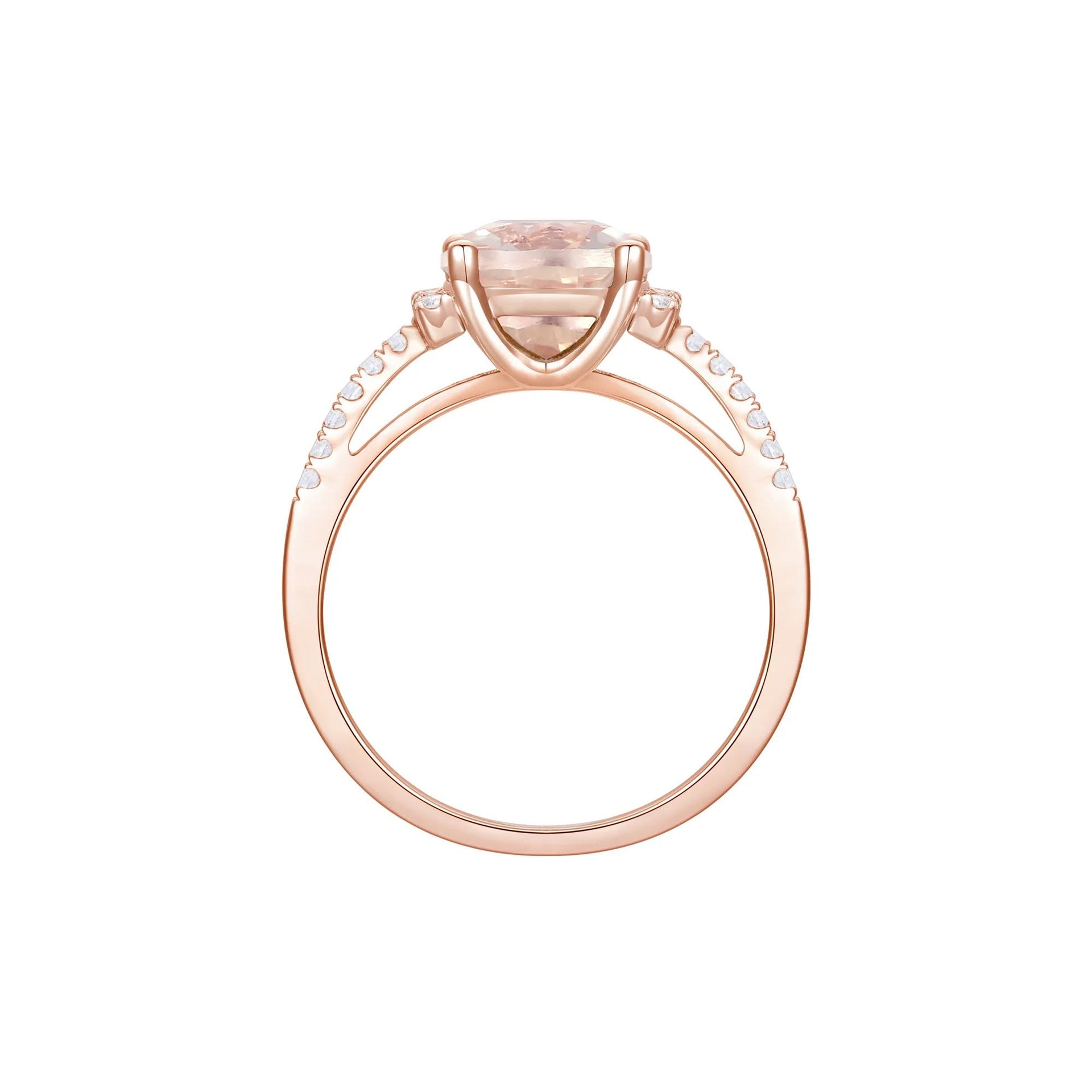 1/7 CT. Tw. Cushion-Cut Morganite and Diamond Ring 10K Rose Gold Round Brilliant Cut Size 5.5 1mm