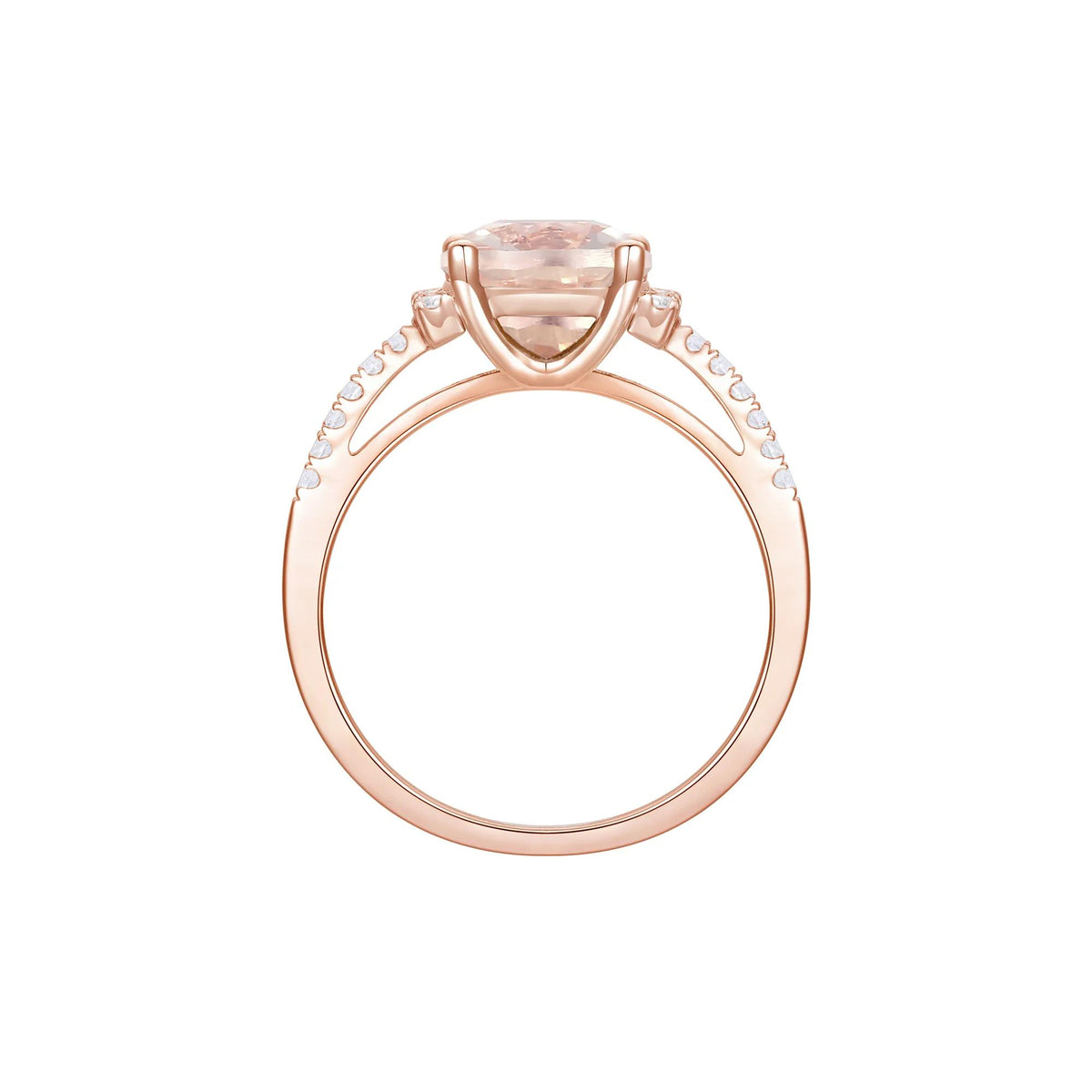 1/7 CT. Tw. Cushion-Cut Morganite and Diamond Ring 10K Rose Gold Round Brilliant Cut Size 8.5 1mm