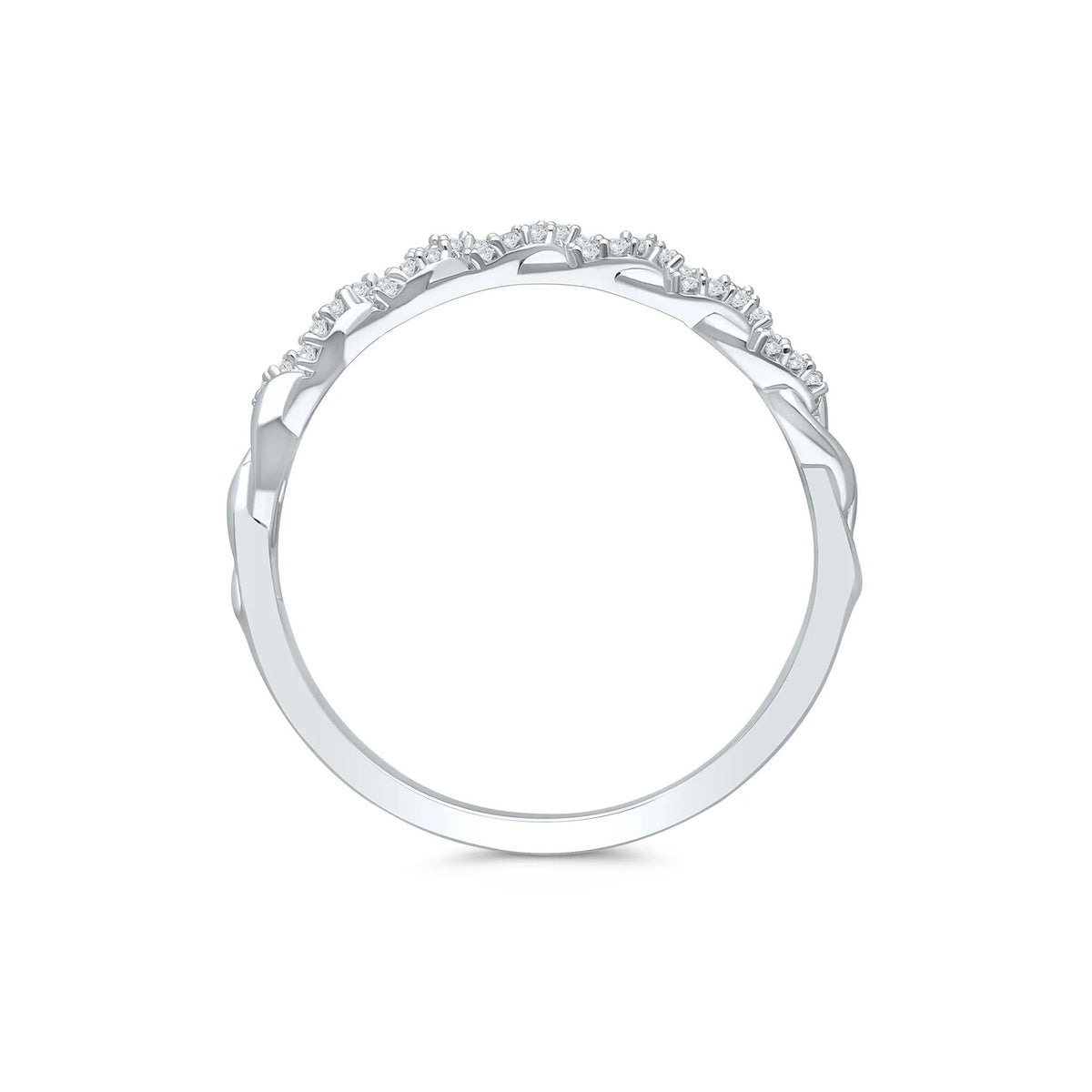Diamond Accent Chain Link Band Ring .925 Sterling Silver White Size 8.5