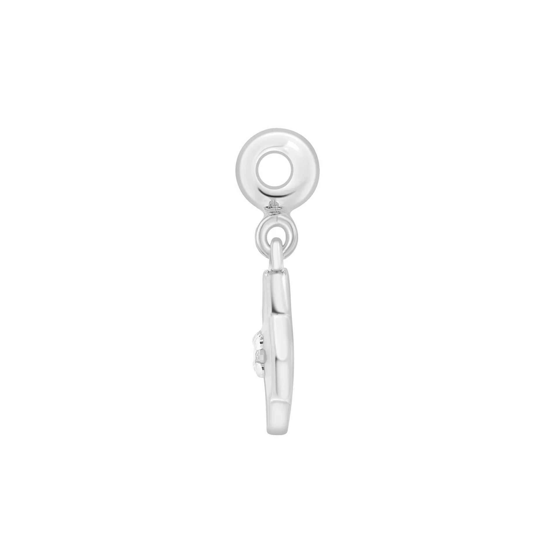 Diamond Accent Clover and Enamel Bead Charm .925 Sterling Silver White Size 14.50mm