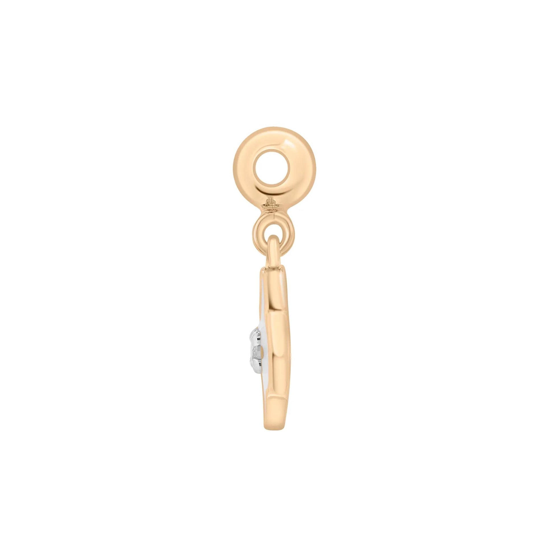 Diamond Accent Clover and Enamel Bead Charm Vermeil Yellow Size 14.50mm