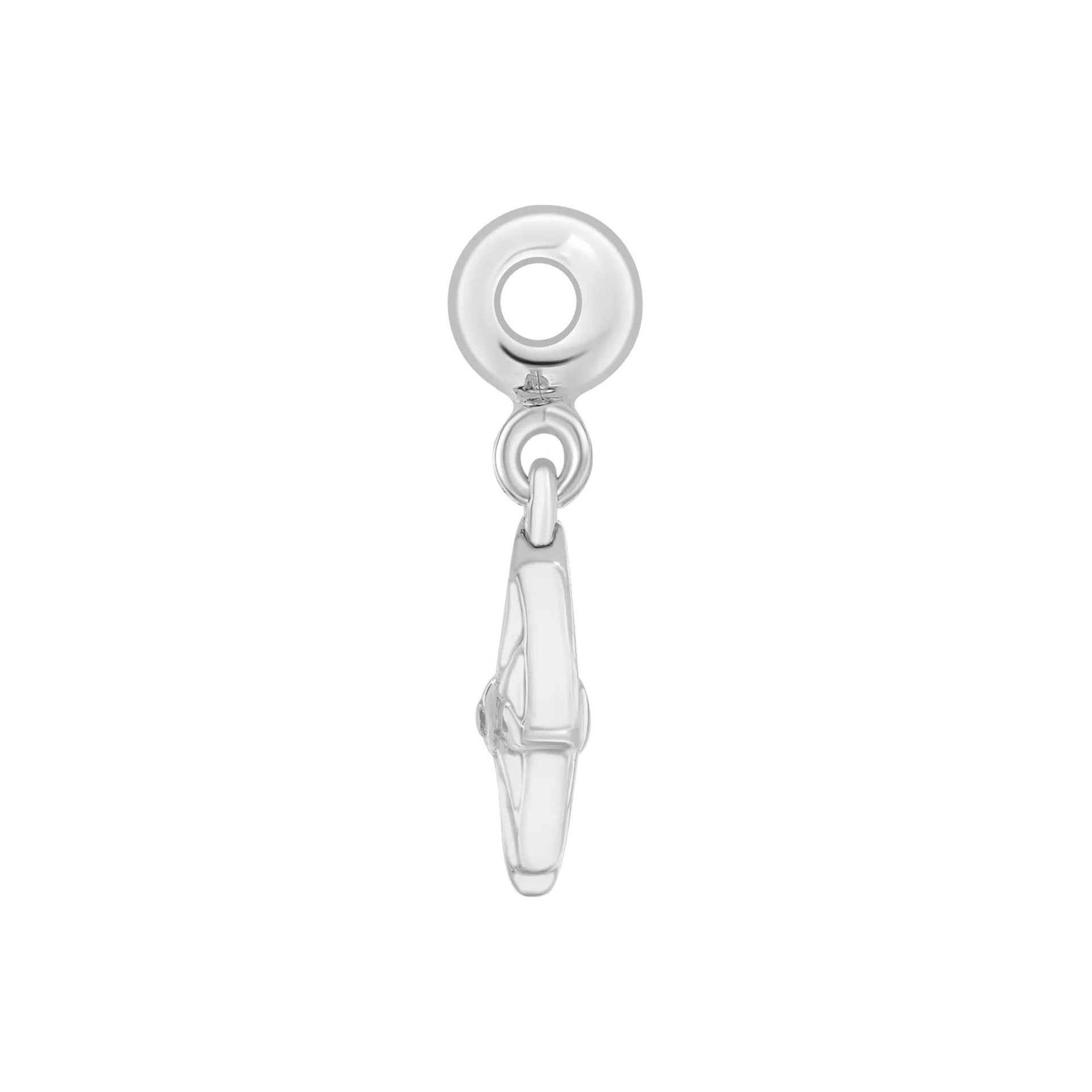 Diamond Accent Compass Bead Charm .925 Sterling Silver White Size 14.00mm