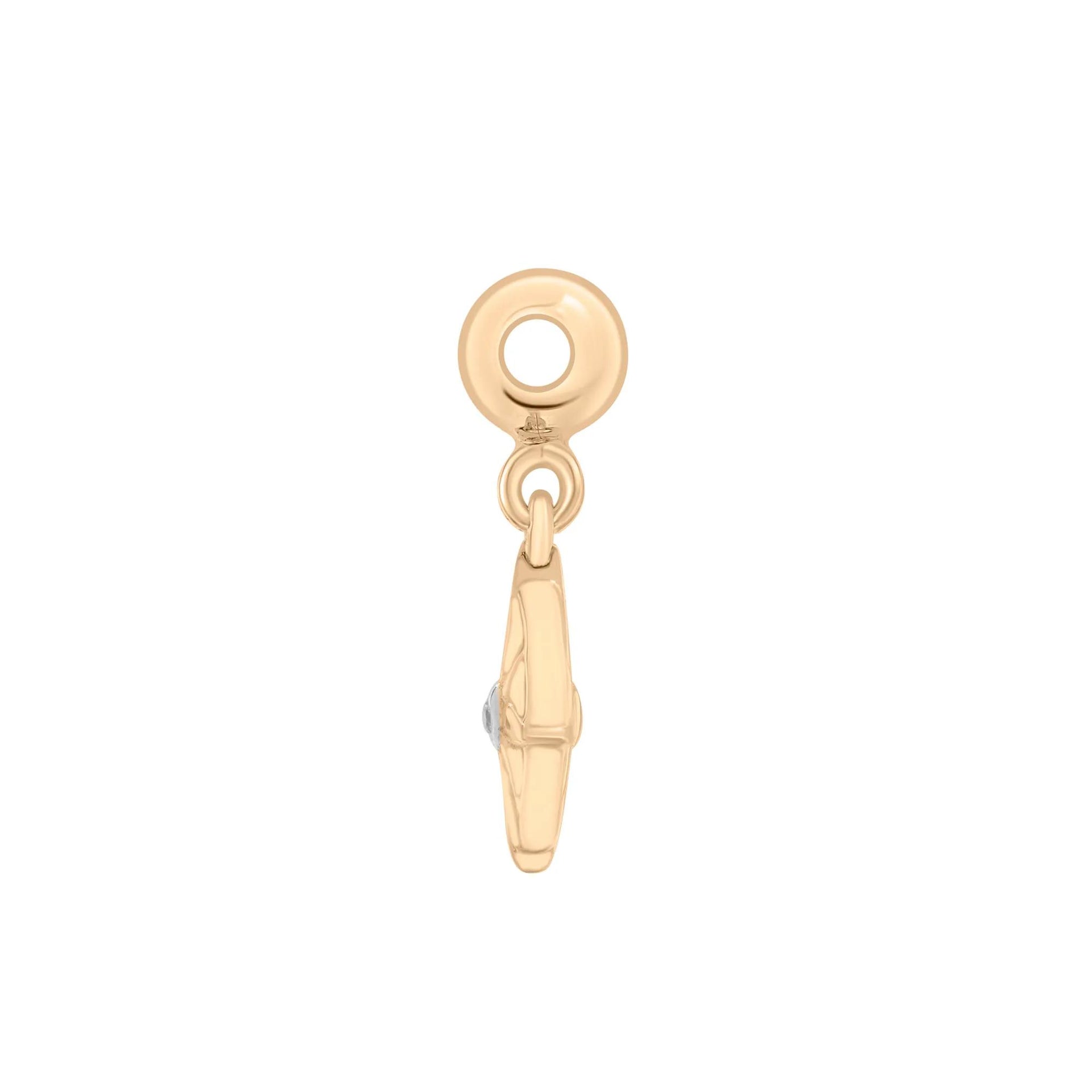 Diamond Accent Compass Bead Charm Vermeil Yellow Size 14.00mm