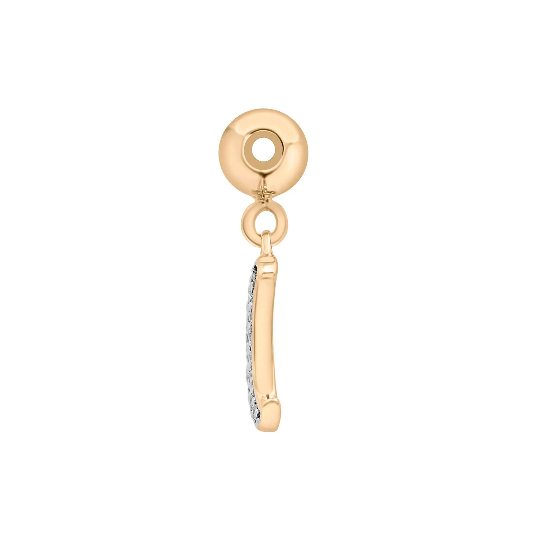 Diamond Accent Crescent Moon Charm Vermeil Yellow Size 13.50mm