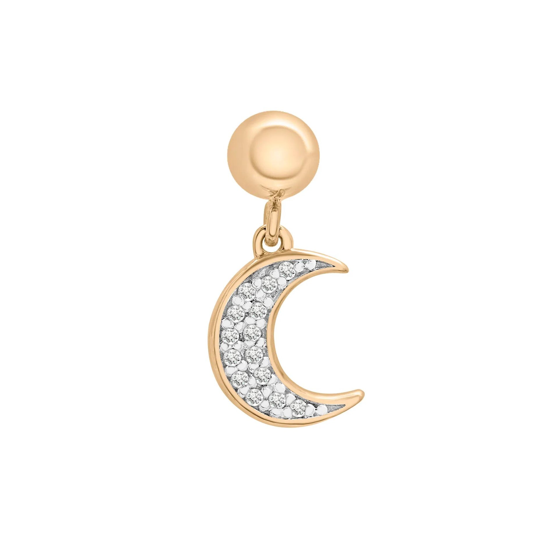 Diamond Accent Crescent Moon Charm Vermeil Yellow Size 13.50mm
