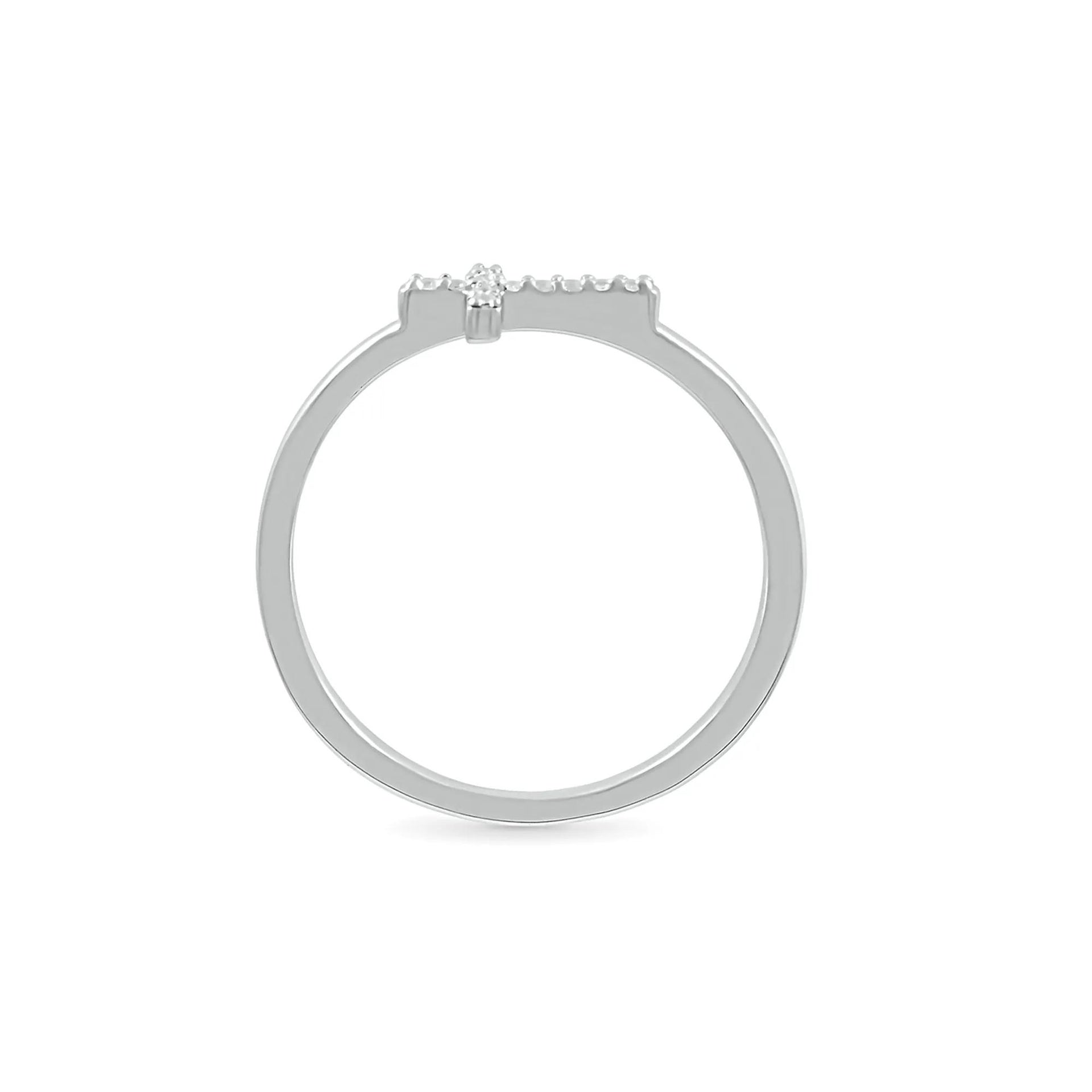 Diamond Accent Cross Ring .925 Sterling Silver White Size 7