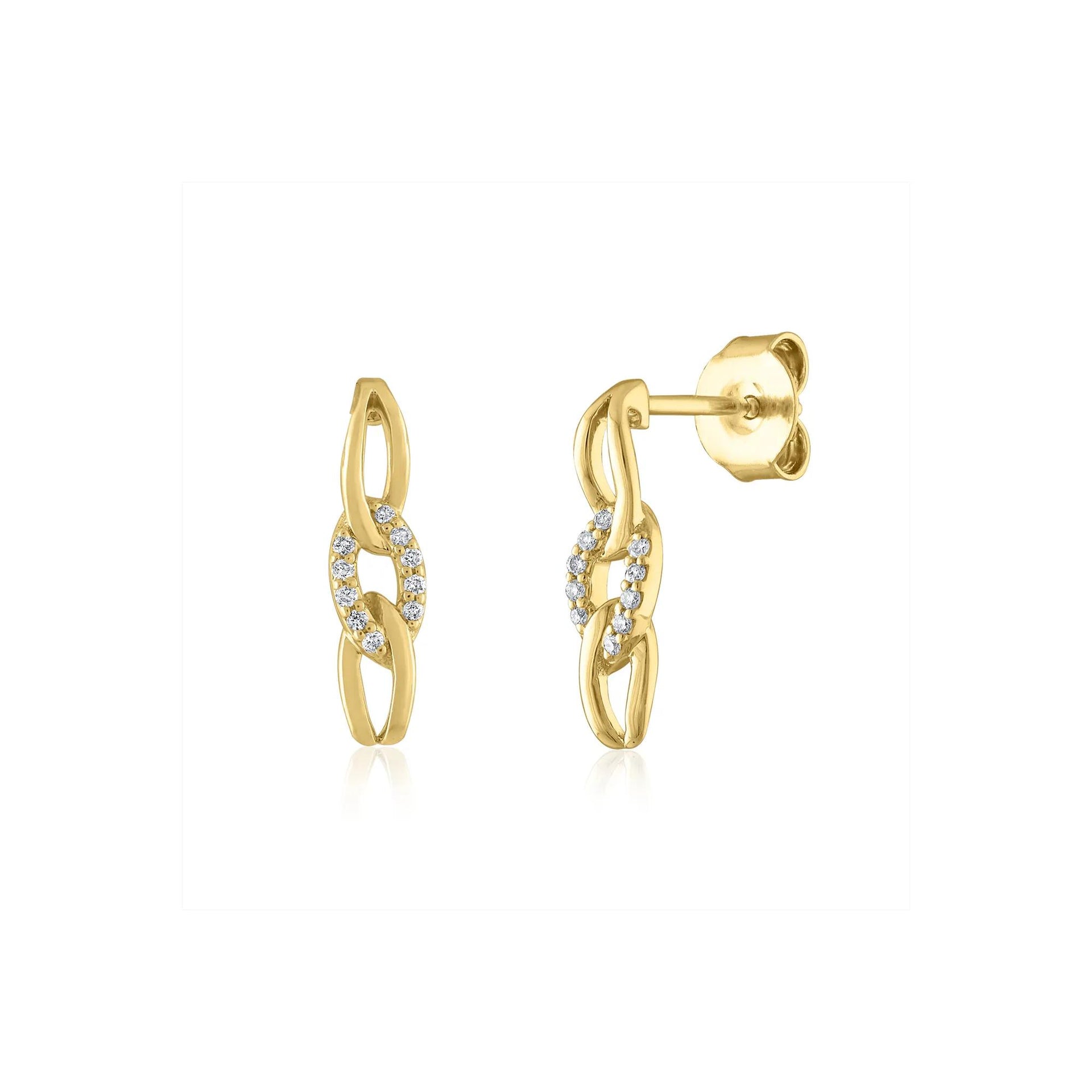 Diamond Accent Dangle Earrings 14K Yellow Gold Size 4.00mm