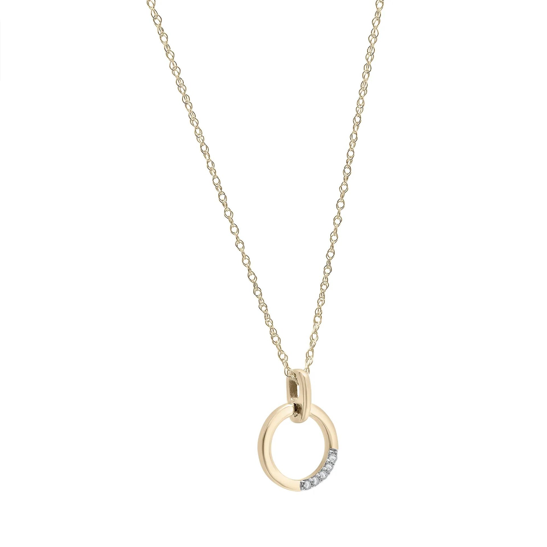 Diamond Accent Door Knocker Pendant Necklace 10K Yellow Gold Size 18"