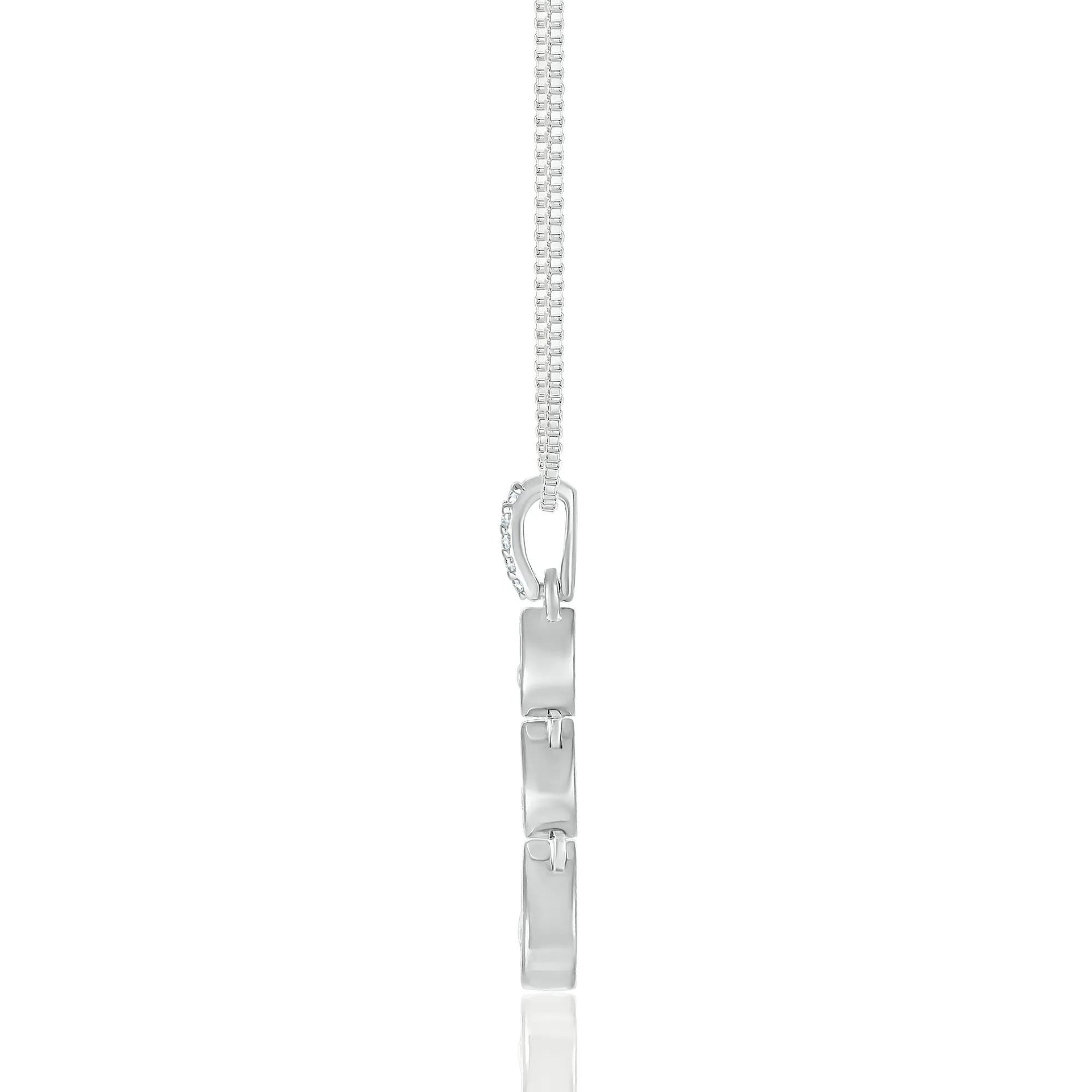 Diamond Accent Drop Pendant Necklace .925 Sterling Silver White Size 18"