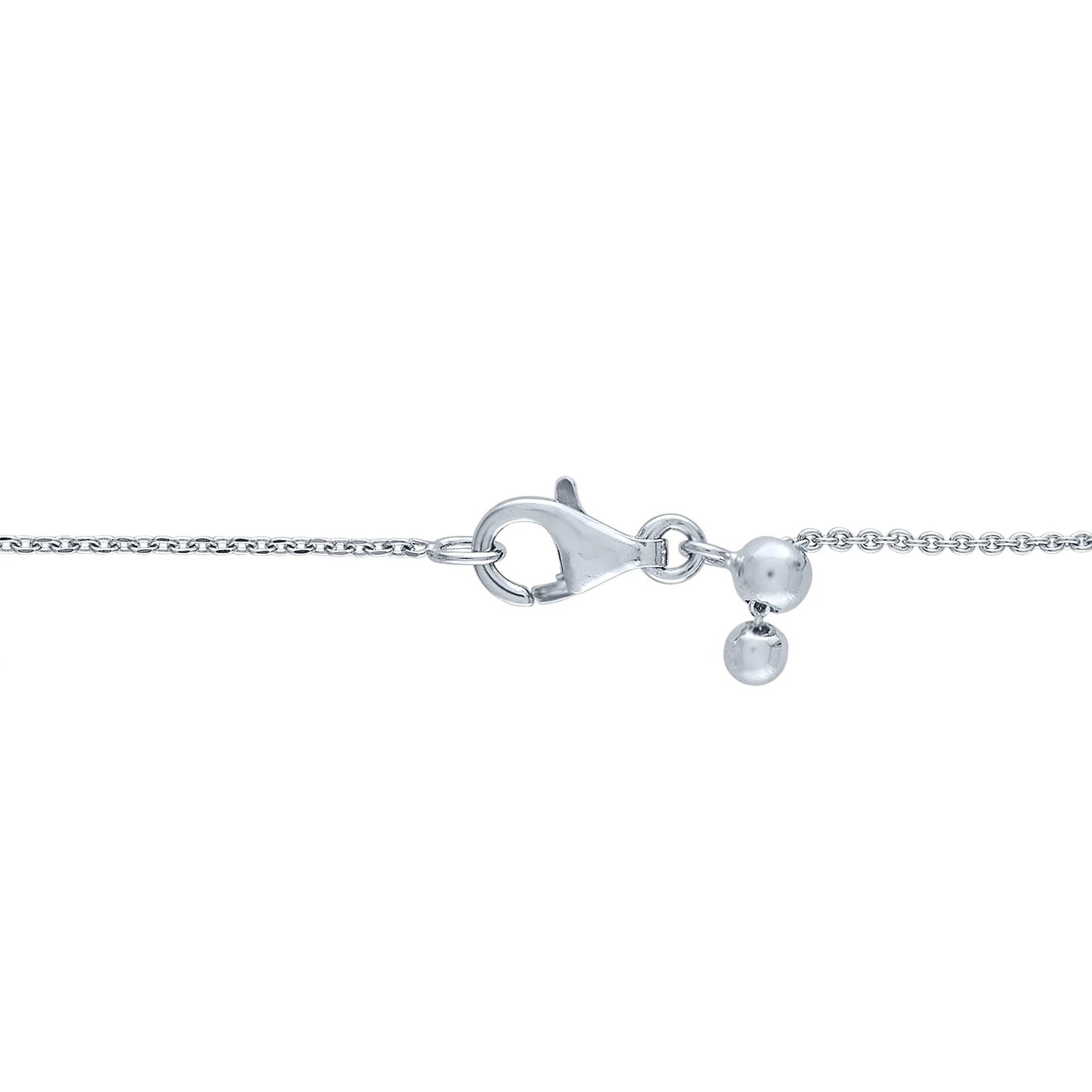 Diamond Accent Gothic Script E Initial Pendant Necklace .925 Sterling Silver White Size 18"