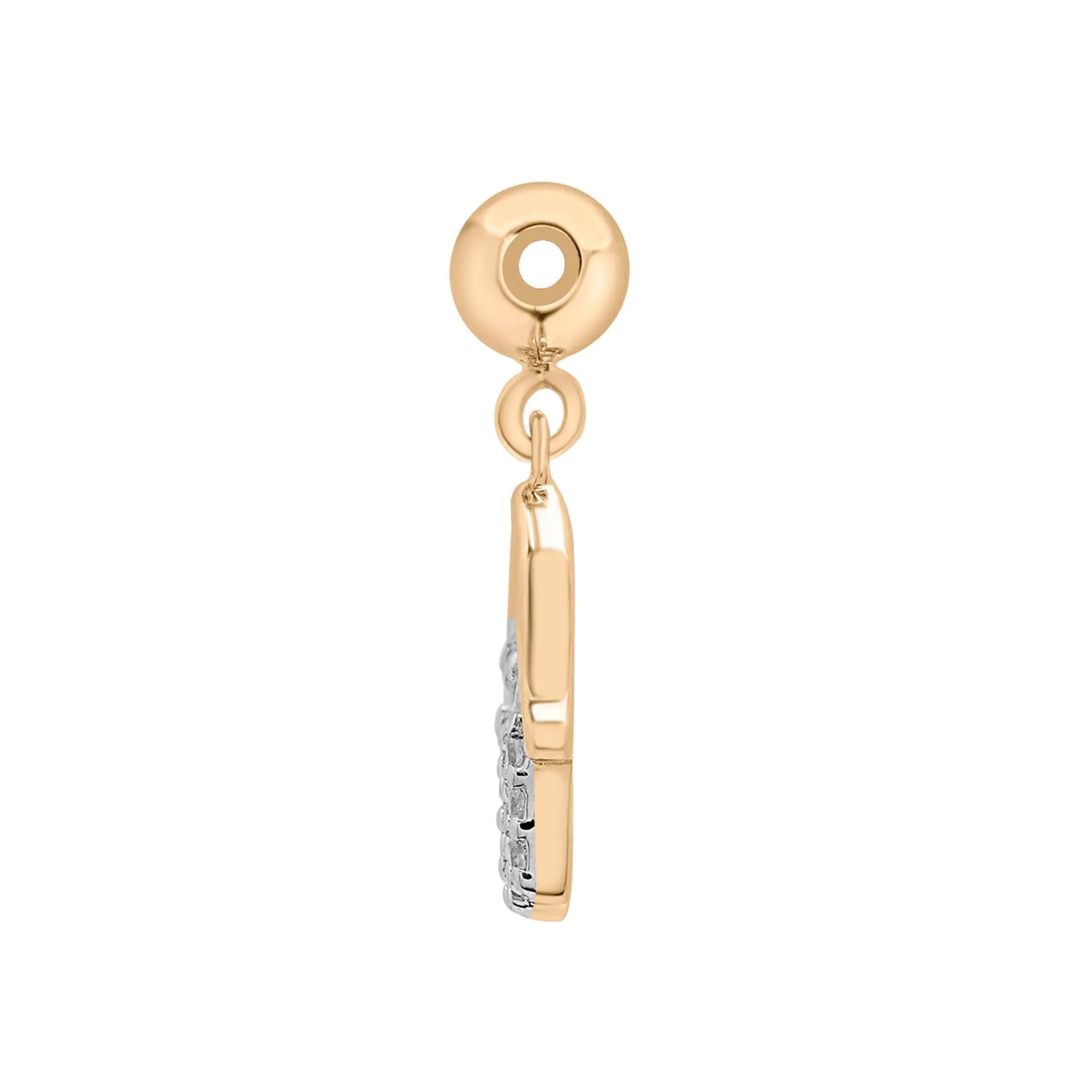 Diamond Accent Hamsa Bead Charm Vermeil Yellow Size 14.50mm