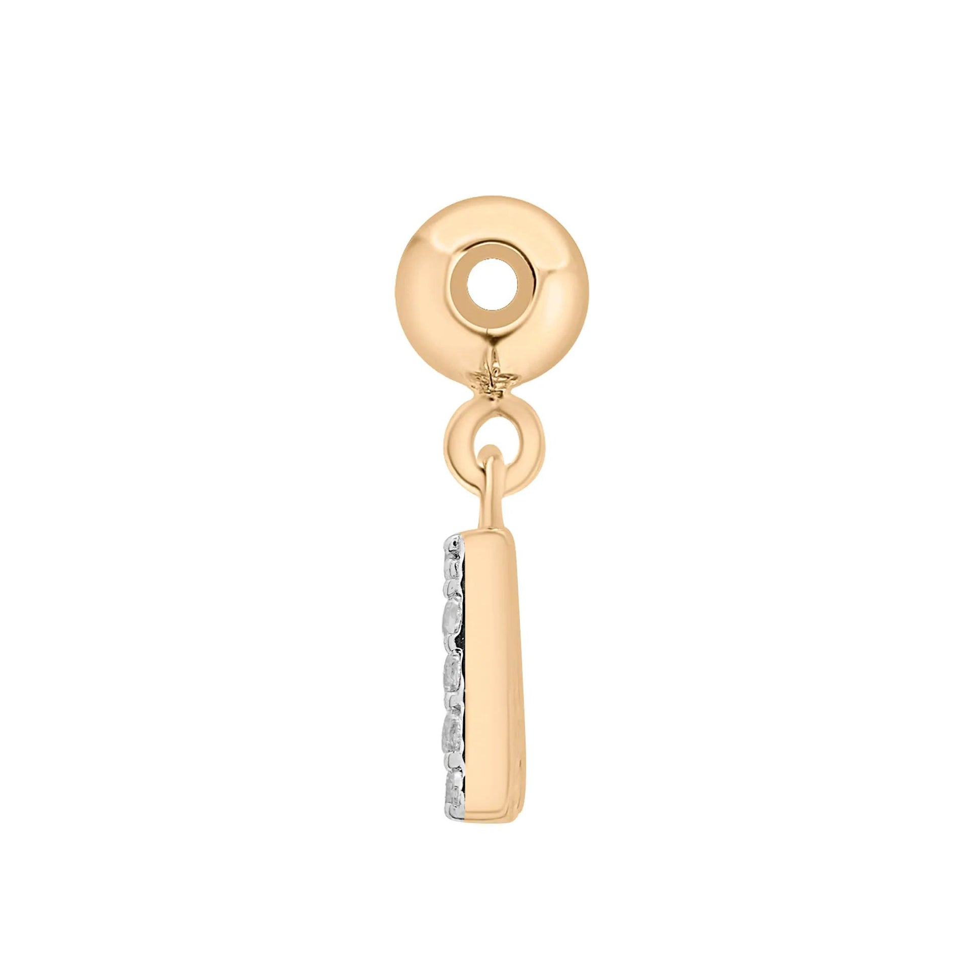 Diamond Accent a Initial Bead Charm Vermeil Yellow Size 12.50mm